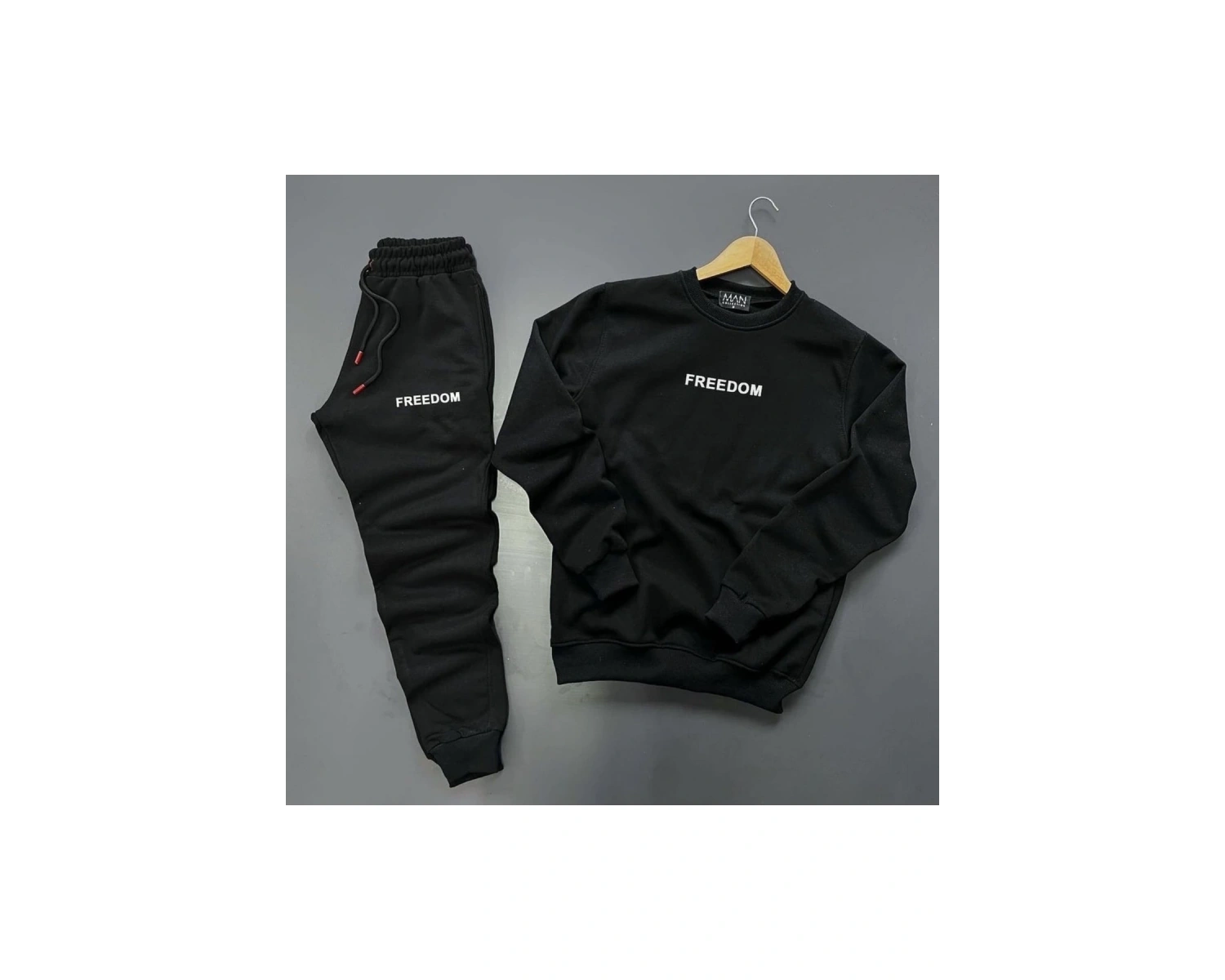 Bisiklet Yaka Freedom Baskılı Tam Kışlık Oversize Dış Mekan Erkek Eşofman Takımı