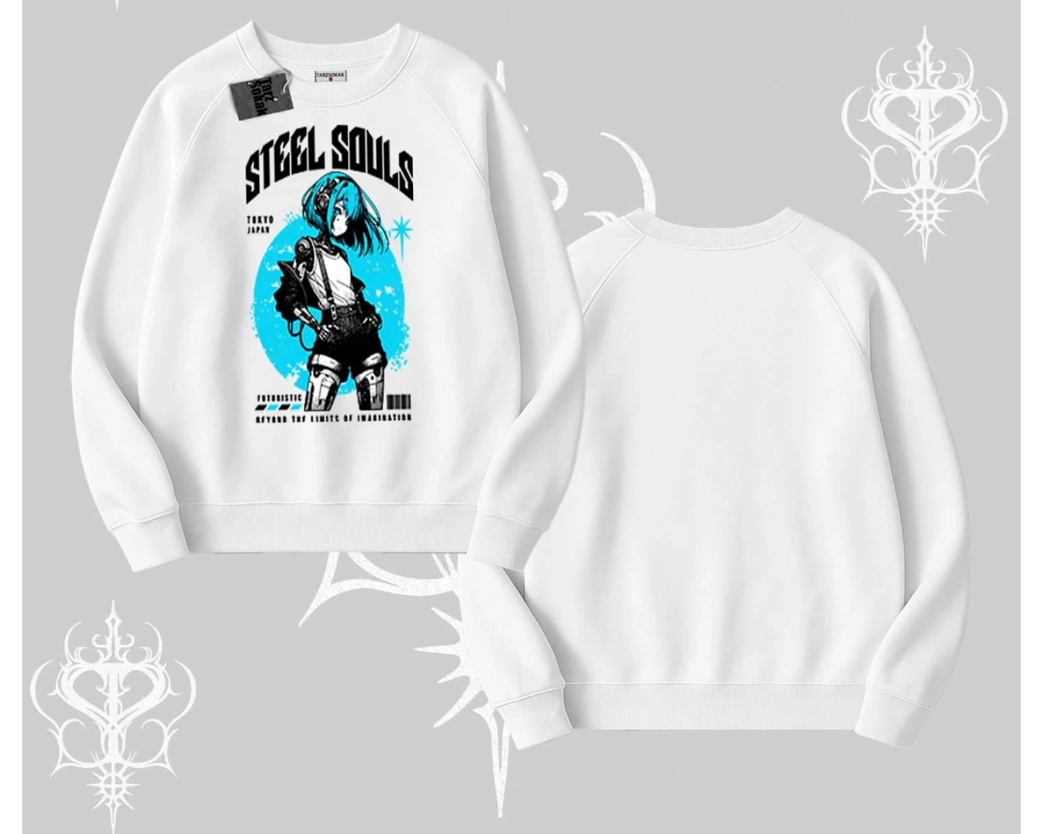 Biskilet Sweatshirt Anime Cyberpunk Kız Baskılı