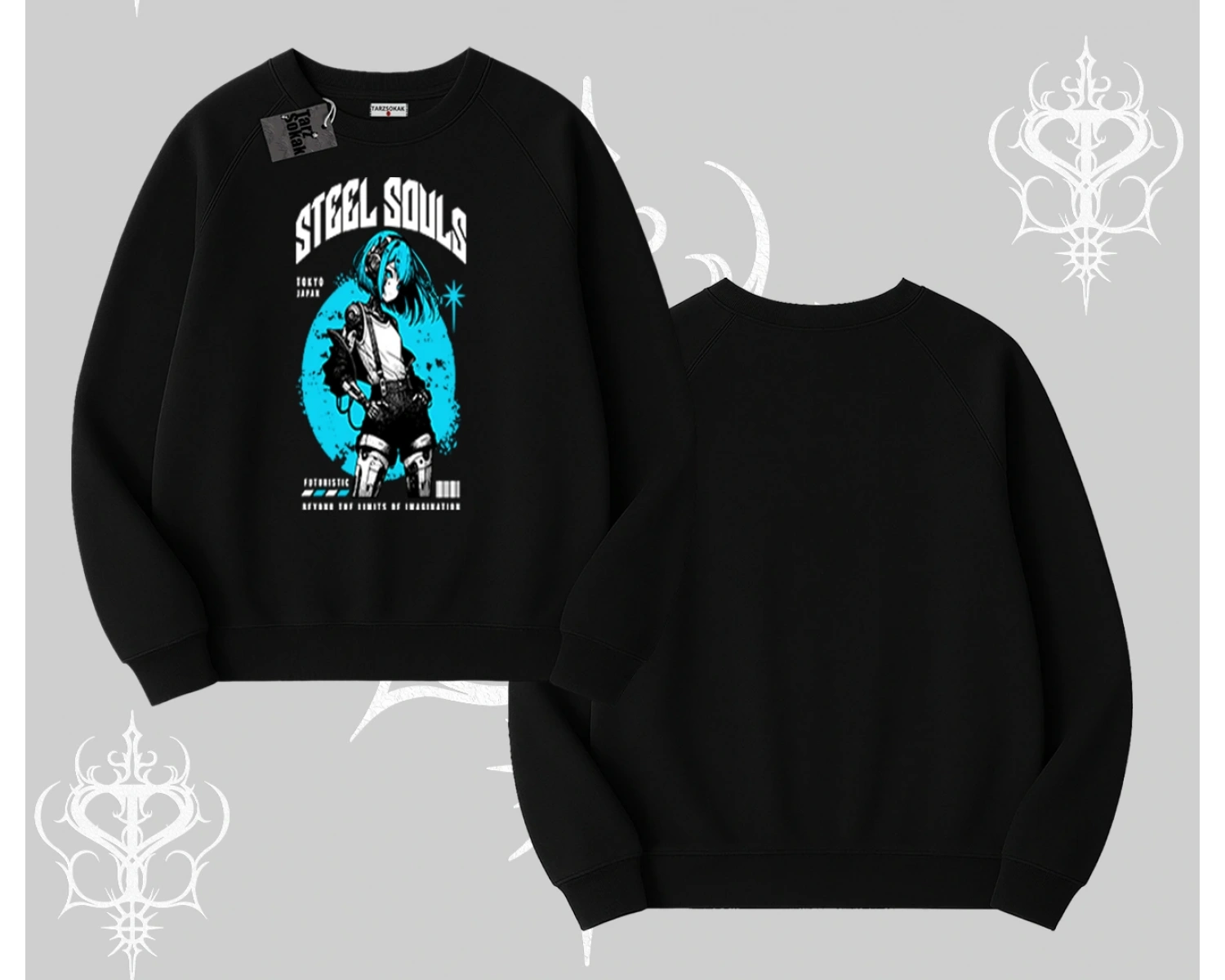 Biskilet Sweatshirt Anime Cyberpunk Kız Baskılı