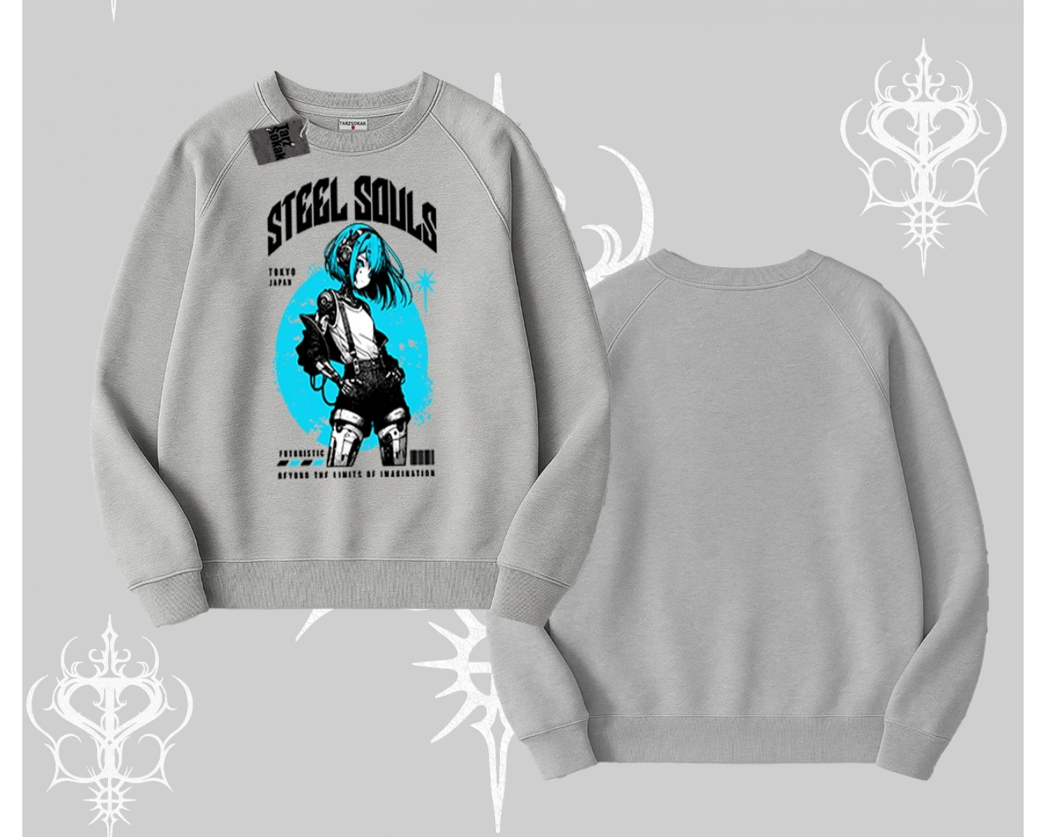 Biskilet Sweatshirt Anime Cyberpunk Kız Baskılı