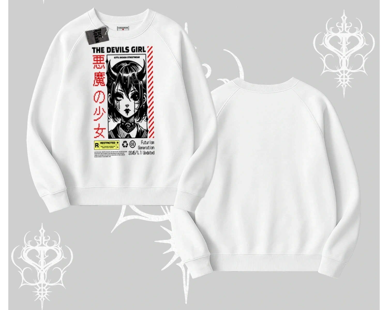 Biskilet Sweatshirt Anime Devils Girl Japanese Style Baskılı