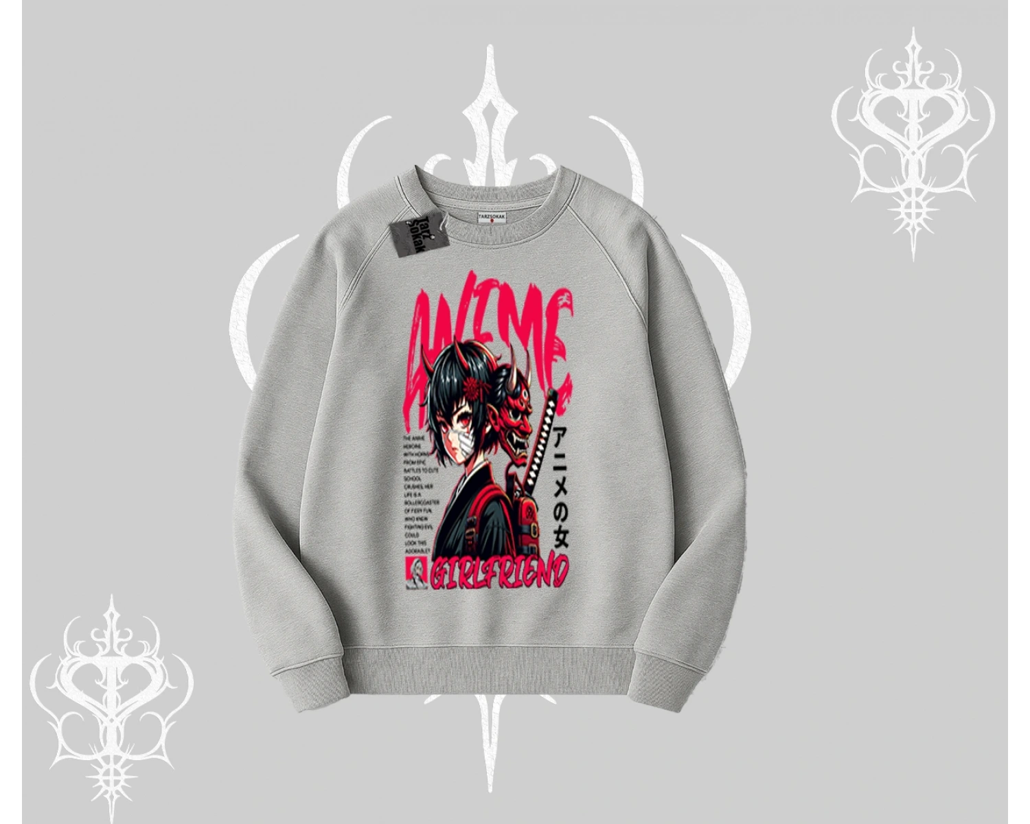 Biskilet Sweatshirt Anime Girlfriend Kırmızı