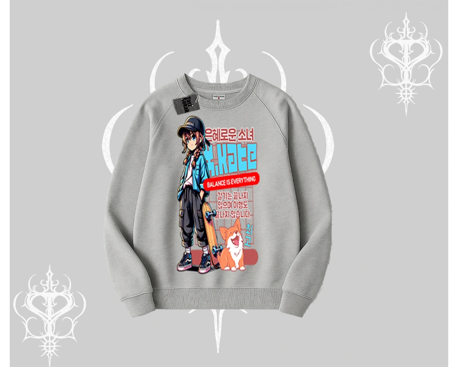 Biskilet Sweatshirt Anime Hiker Girl Balance Is Everything Baskılı