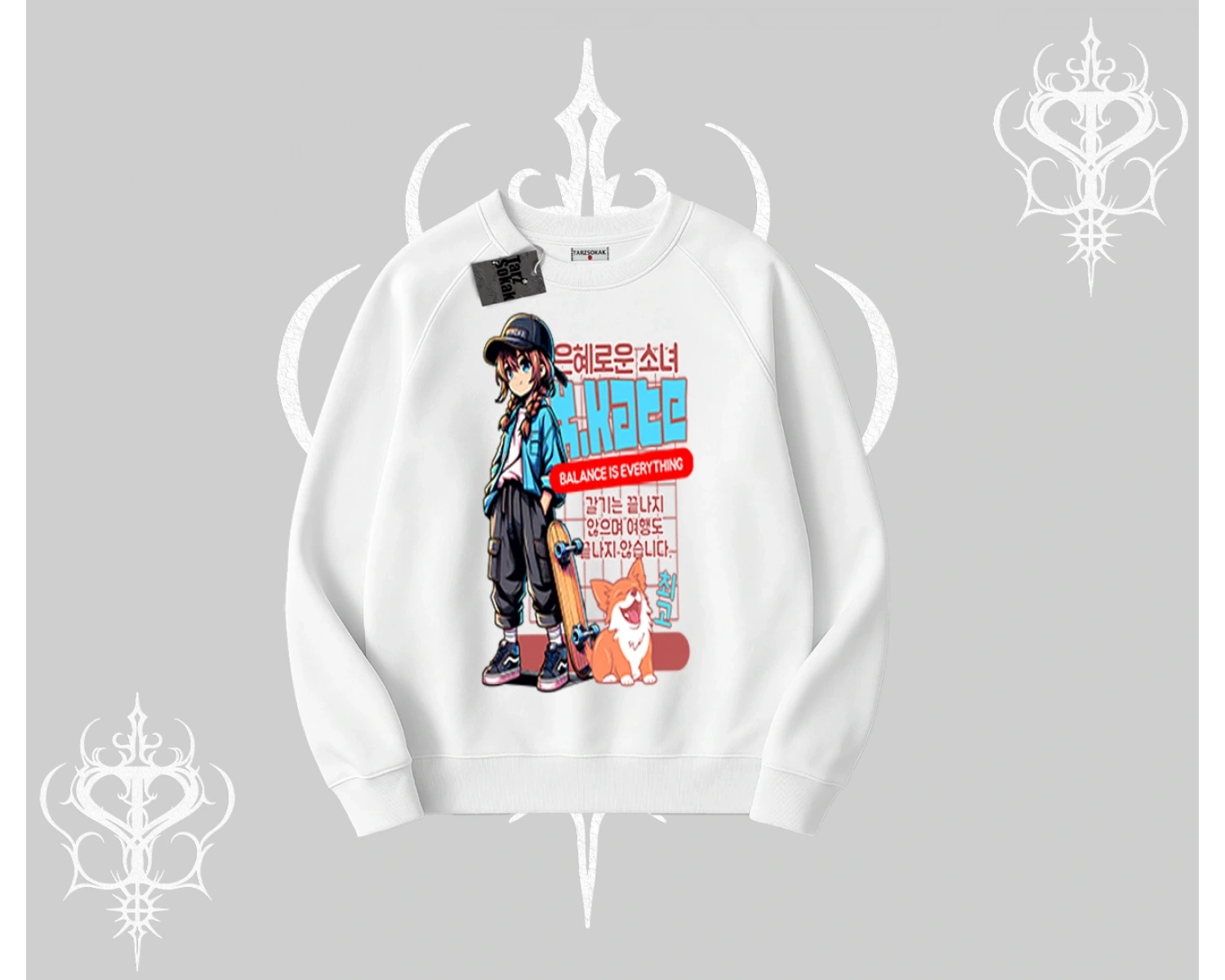 Biskilet Sweatshirt Anime Hiker Girl Balance Is Everything Baskılı