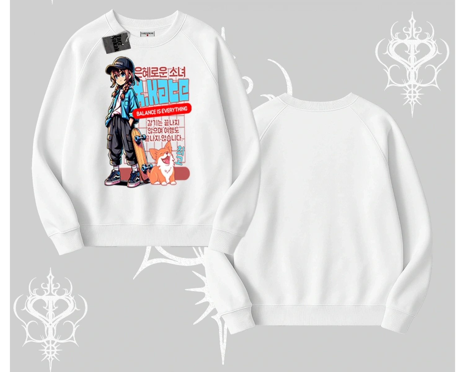 Biskilet Sweatshirt Anime Hiker Girl Balance Is Everything Baskılı