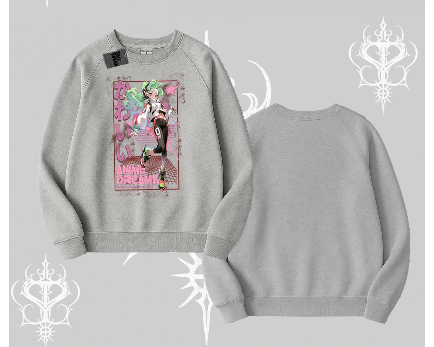 Biskilet Sweatshirt Anime Kawaii Japon Kız Desenli