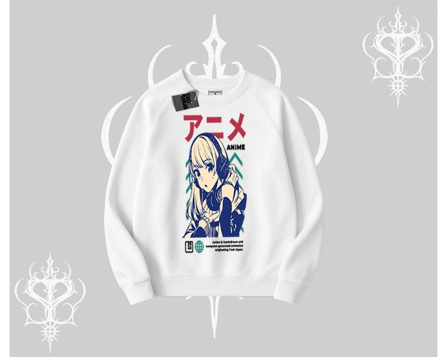 Biskilet Sweatshirt Anime Kız Desenli Japon Tarzı