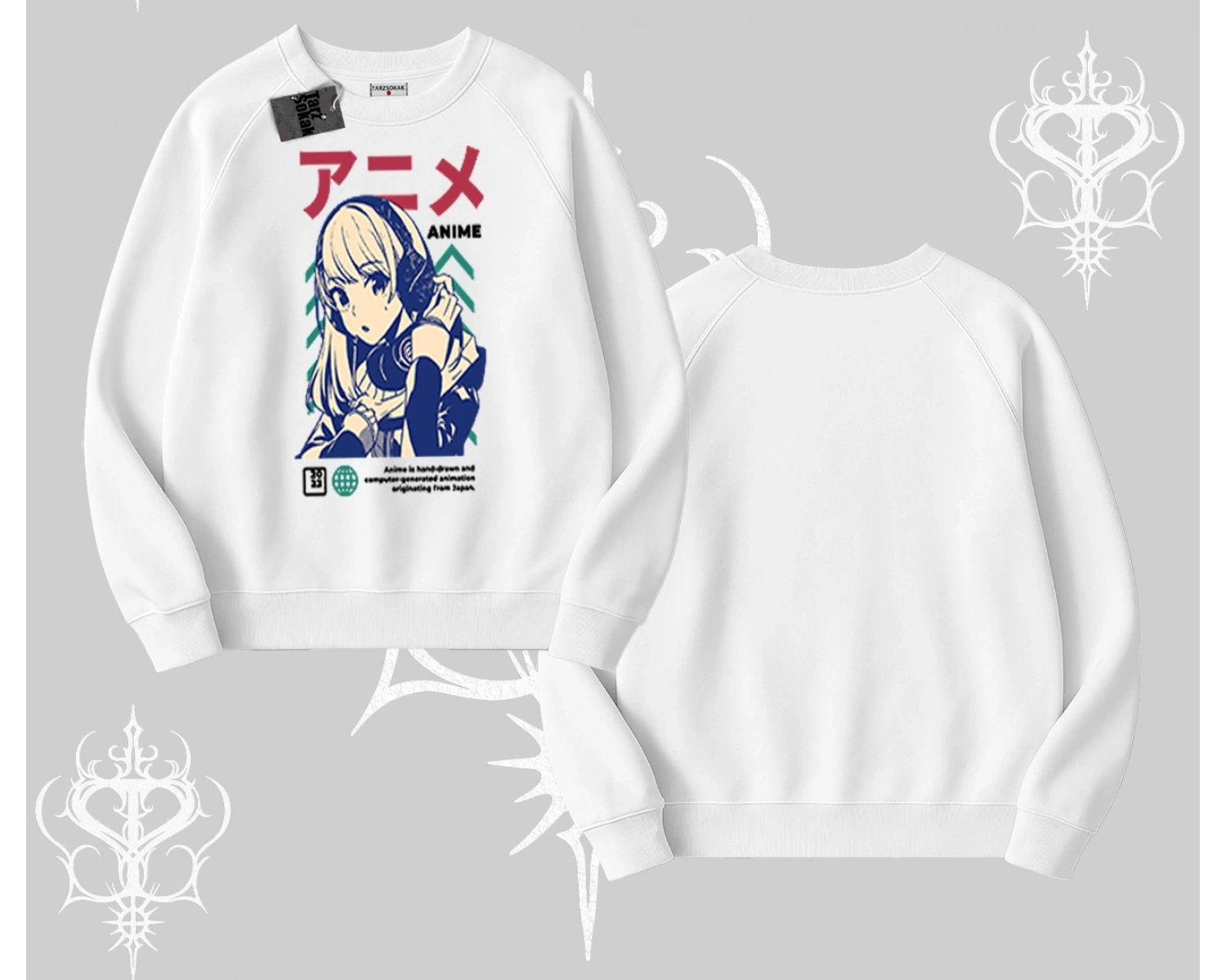 Biskilet Sweatshirt Anime Kız Desenli Japon Tarzı
