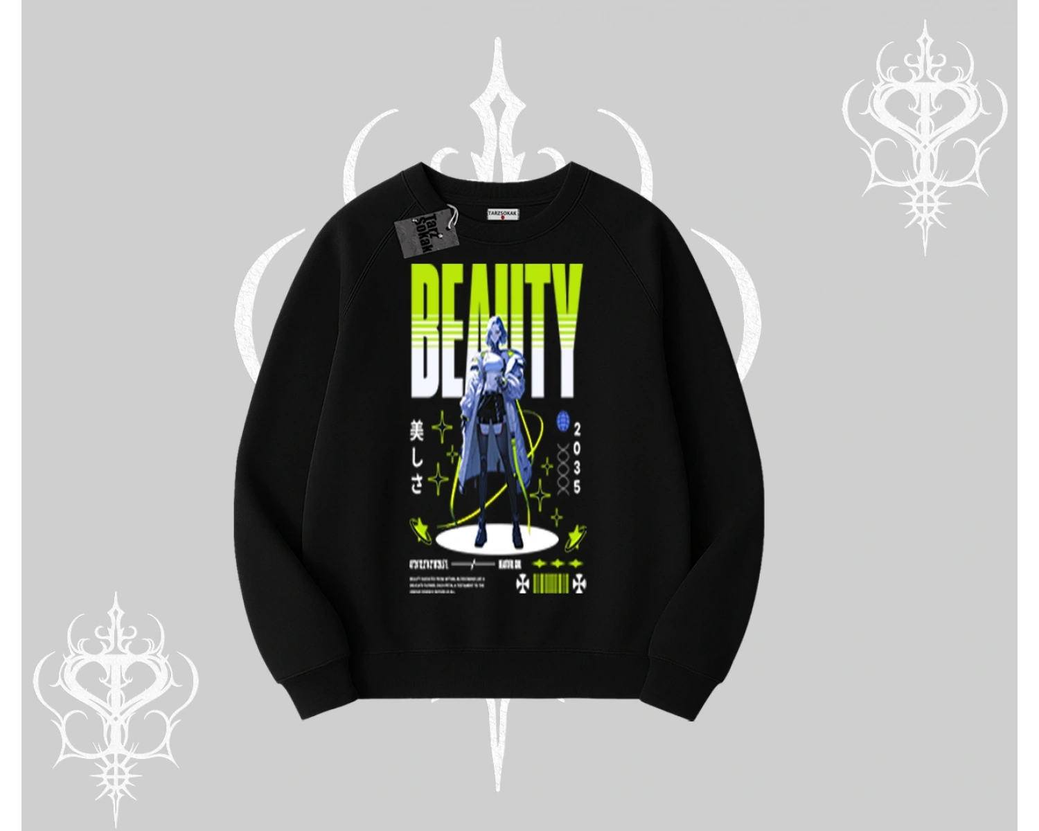 Biskilet Sweatshirt Anime Unity Neon Detaylı Grafik Baskılı