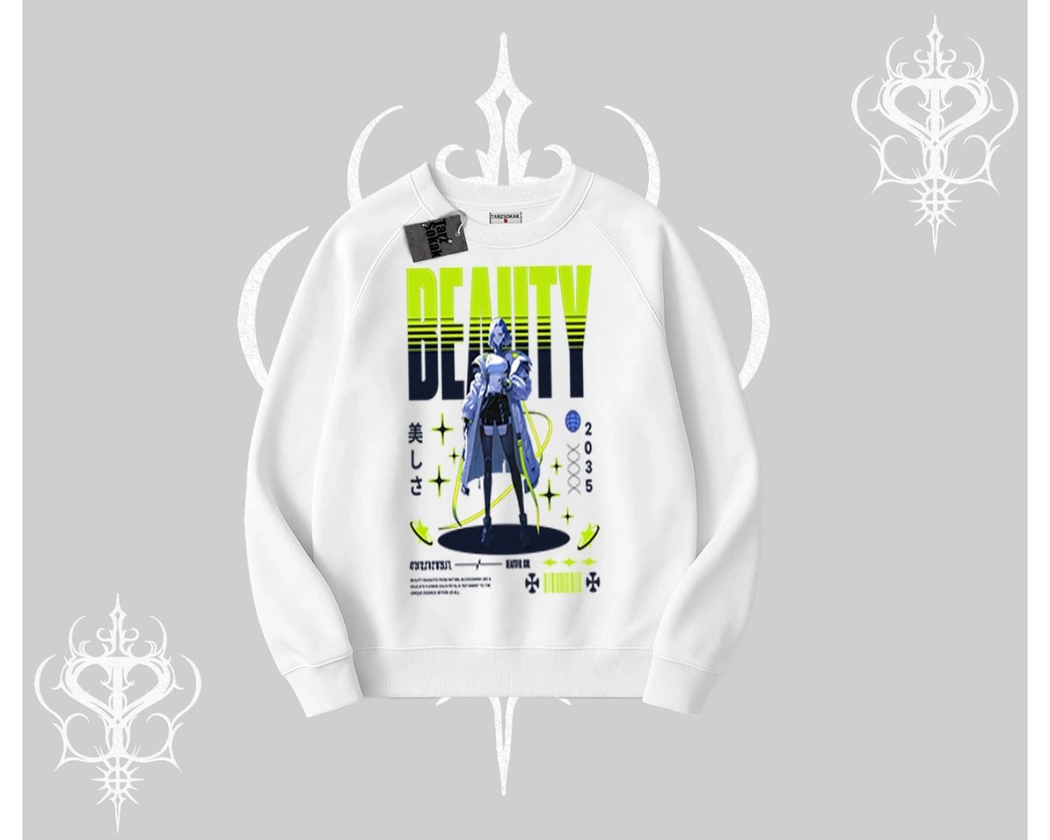 Biskilet Sweatshirt Anime Unity Neon Detaylı Grafik Baskılı