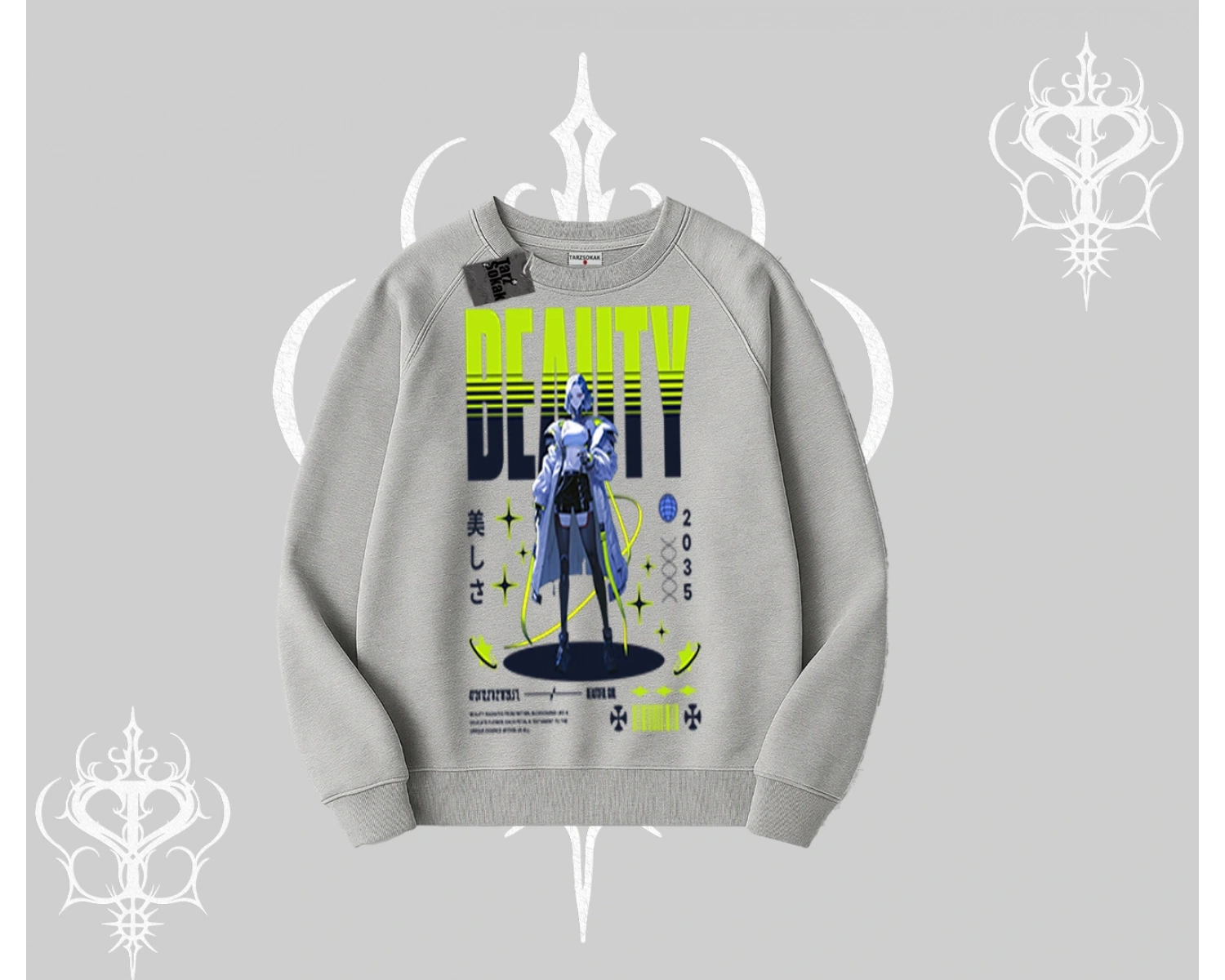 Biskilet Sweatshirt Anime Unity Neon Detaylı Grafik Baskılı