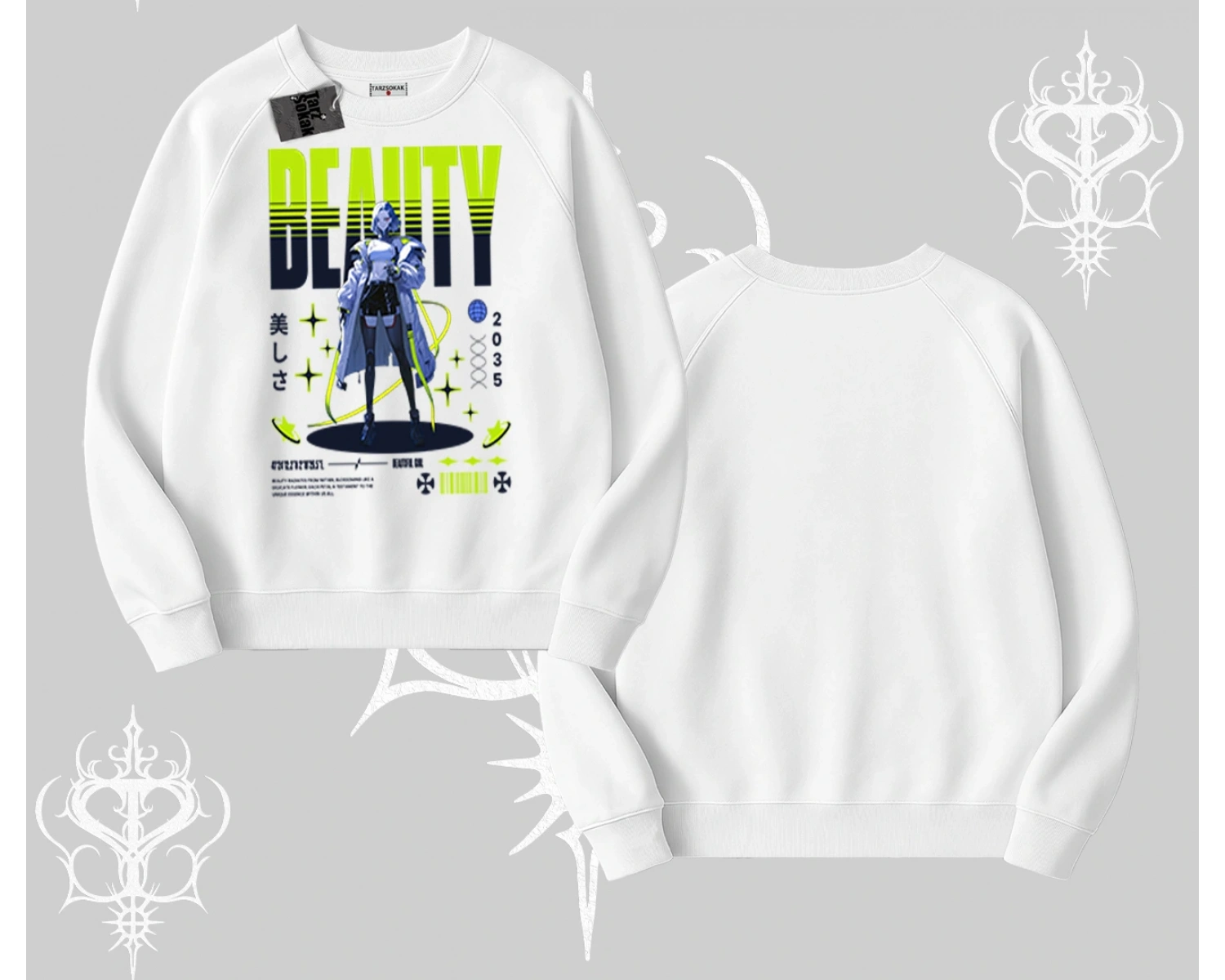 Biskilet Sweatshirt Anime Unity Neon Detaylı Grafik Baskılı