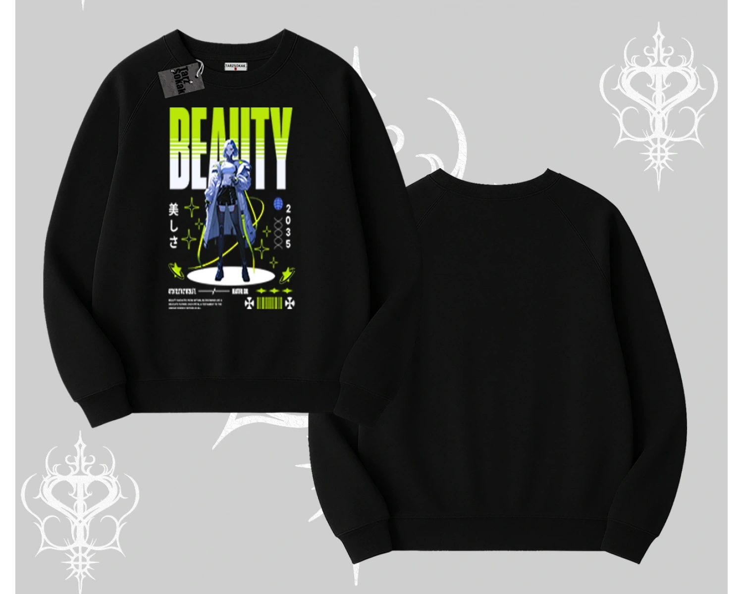 Biskilet Sweatshirt Anime Unity Neon Detaylı Grafik Baskılı