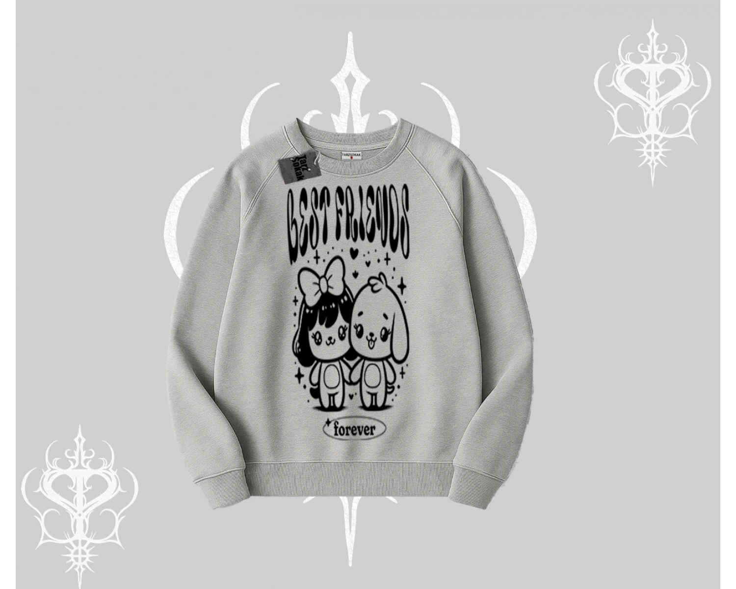 Biskilet Sweatshirt Best Friends Forever Baskılı Sevimli Tasarım