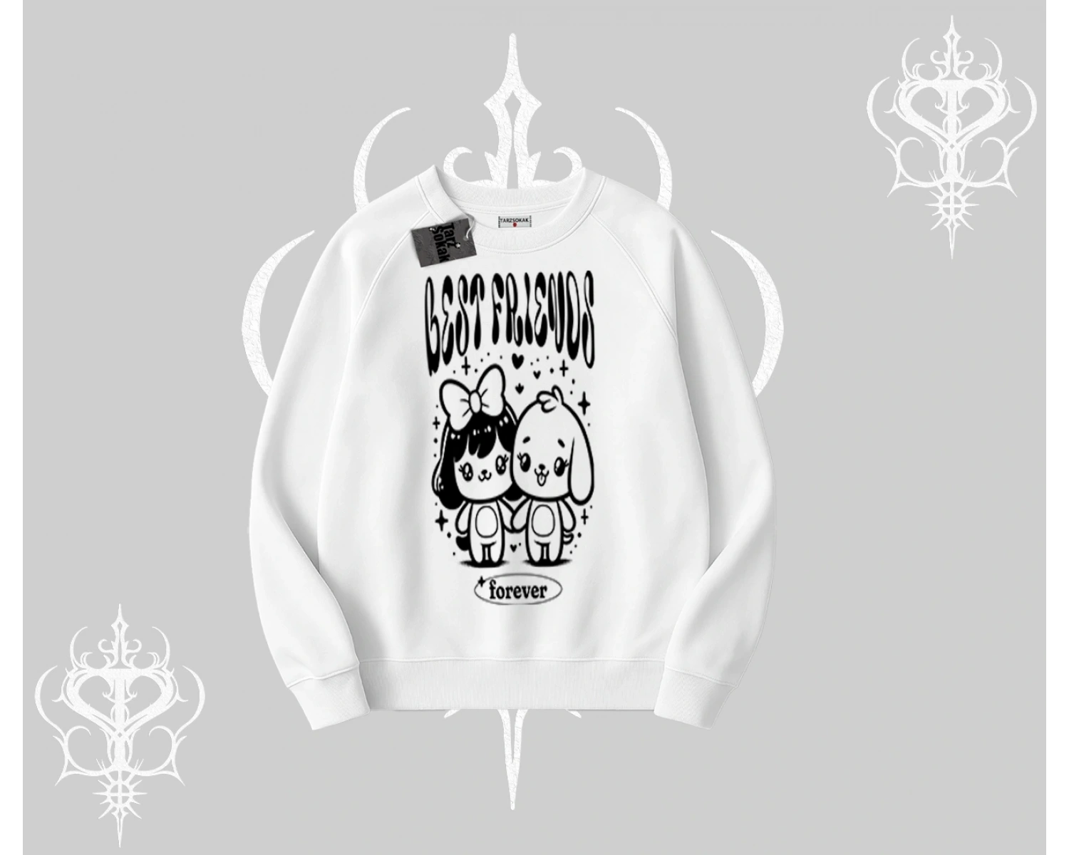 Biskilet Sweatshirt Best Friends Forever Baskılı Sevimli Tasarım