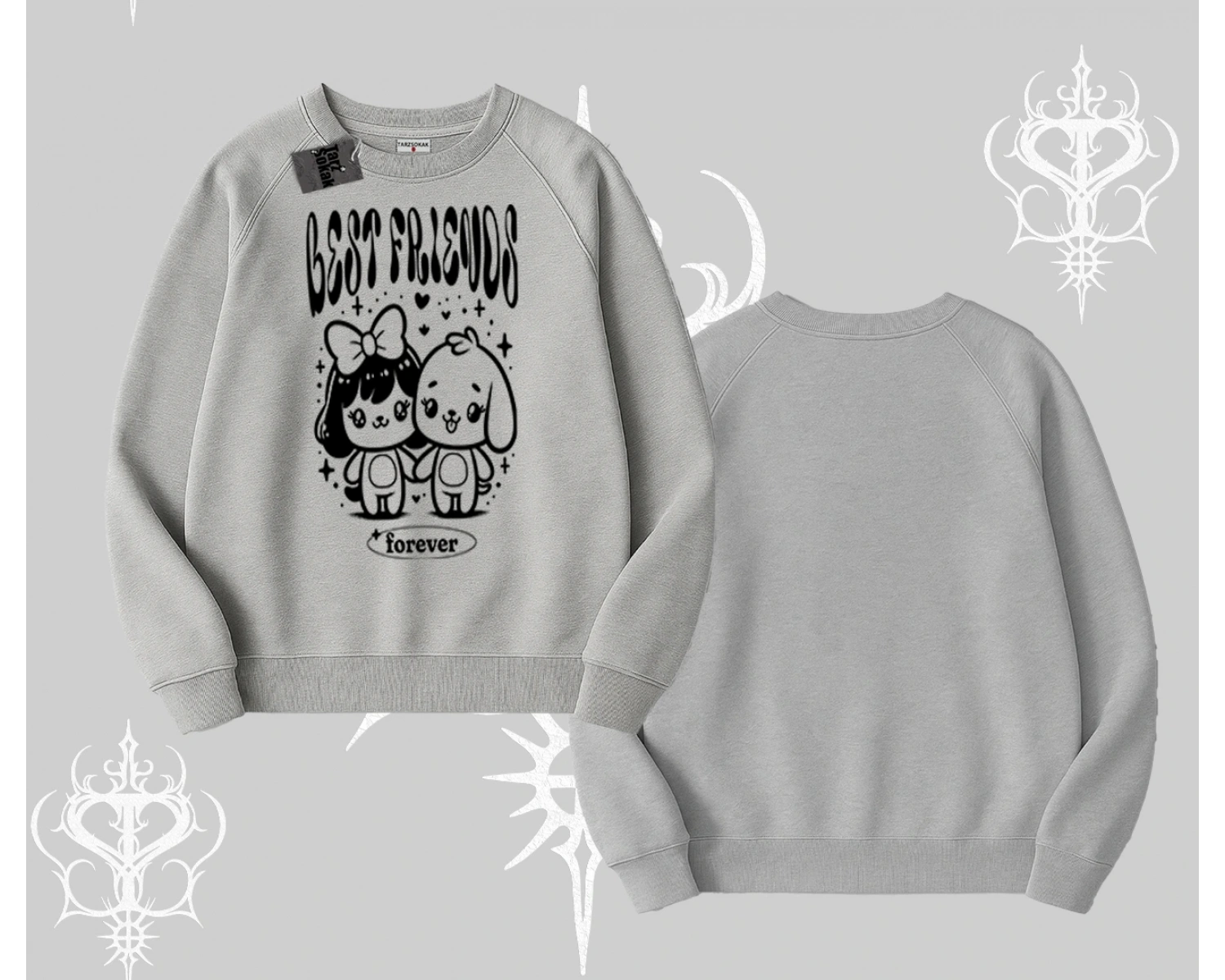 Biskilet Sweatshirt Best Friends Forever Baskılı Sevimli Tasarım