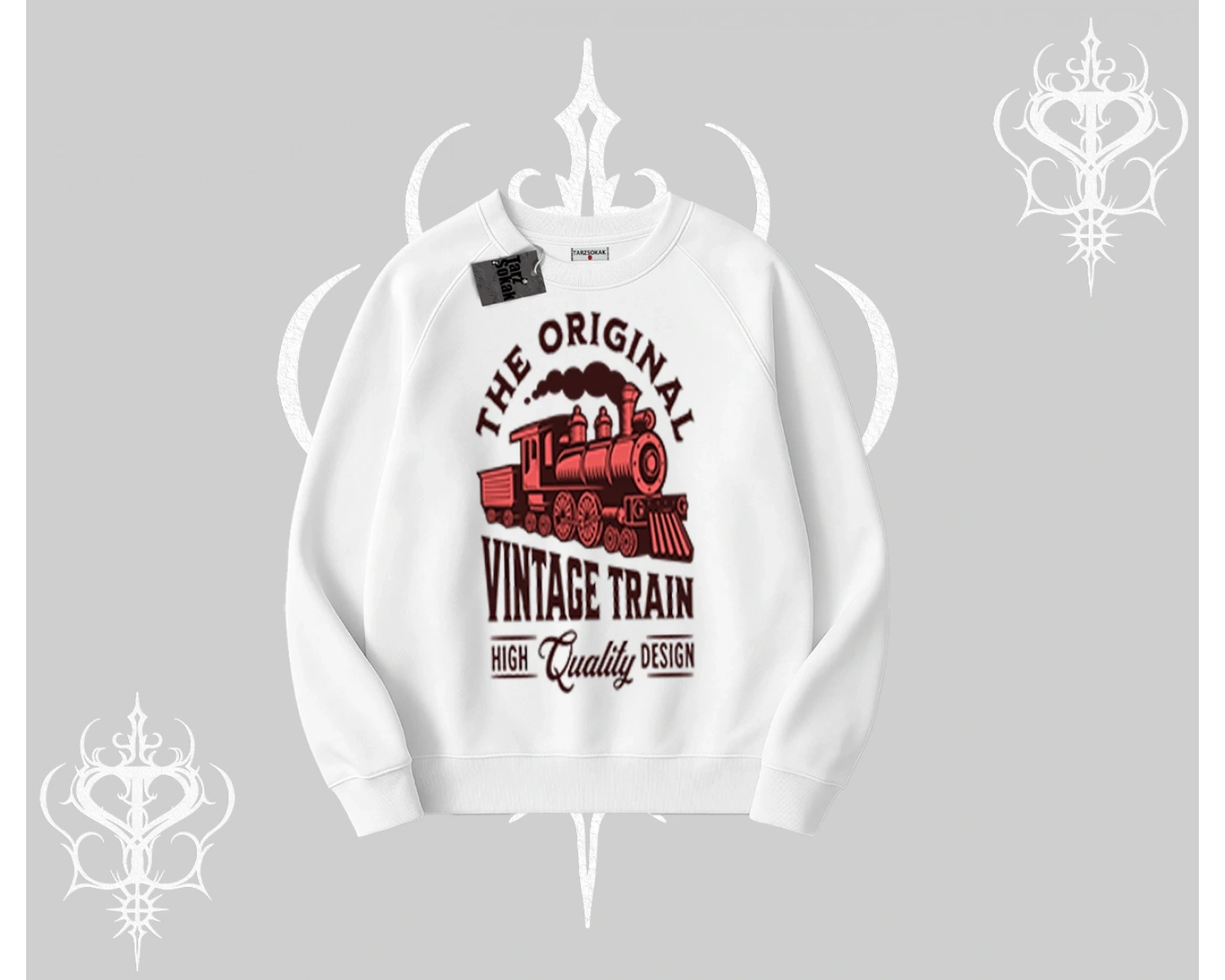 Biskilet Sweatshirt Classic Railroad Vintage Train Street Aesthetic