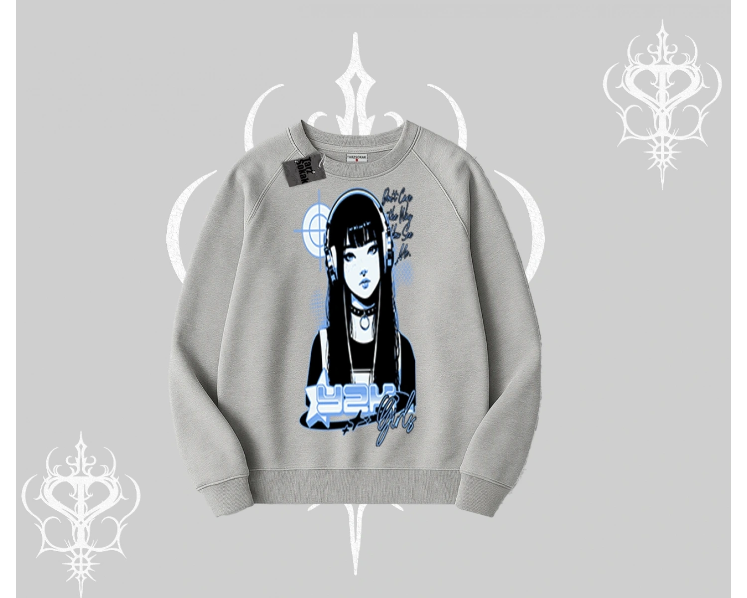 Biskilet Sweatshirt Cyber Y2K Anime Girl Street Sound Aesthetic