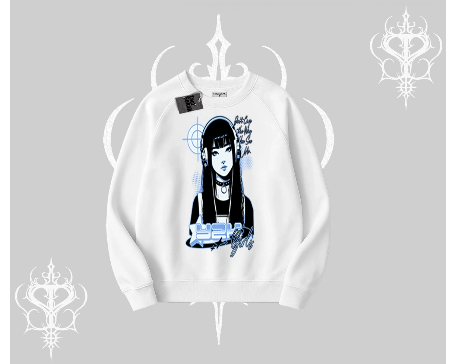 Biskilet Sweatshirt Cyber Y2K Anime Girl Street Sound Aesthetic