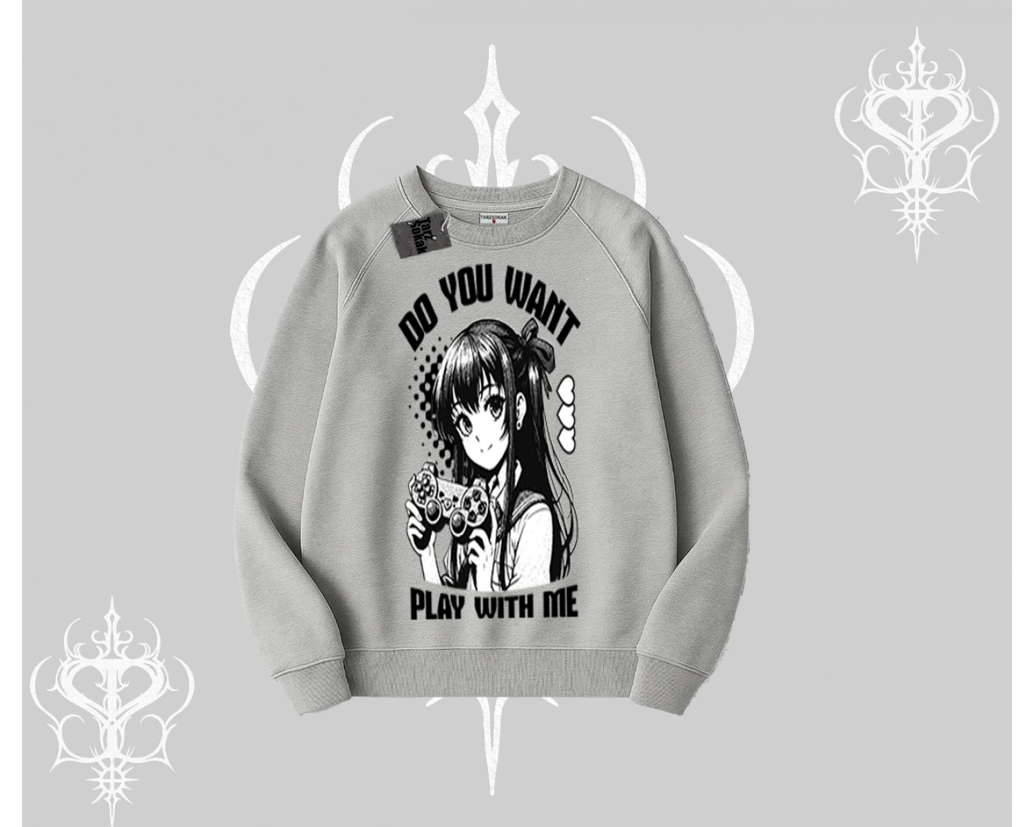 Biskilet Sweatshirt Do You Want Play With Me Anime Kız Baskılı