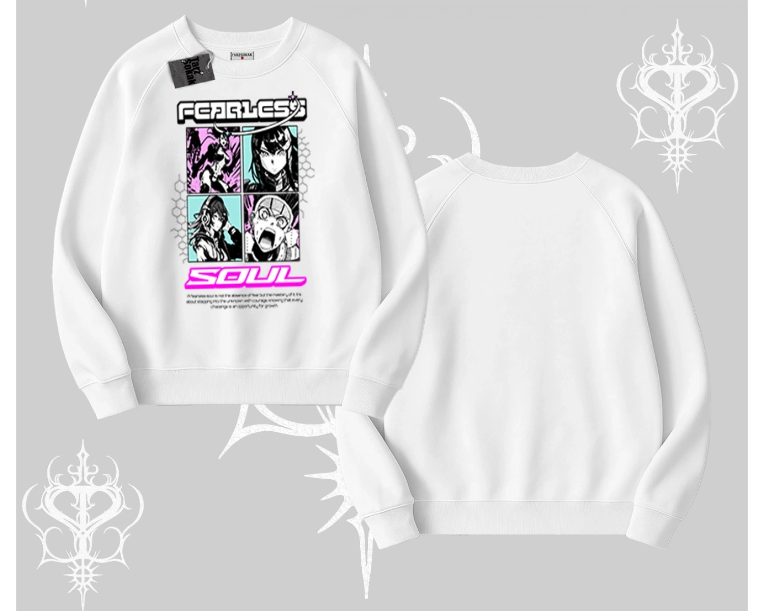 Biskilet Sweatshirt Fearless Soul Anime Kolaj Baskılı