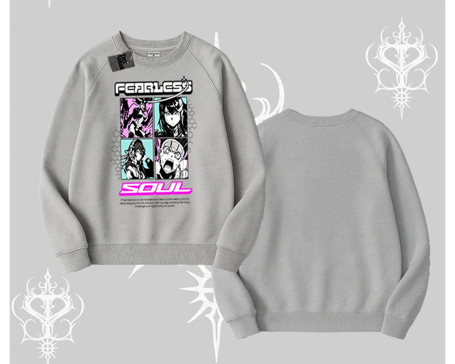 Biskilet Sweatshirt Fearless Soul Anime Kolaj Baskılı