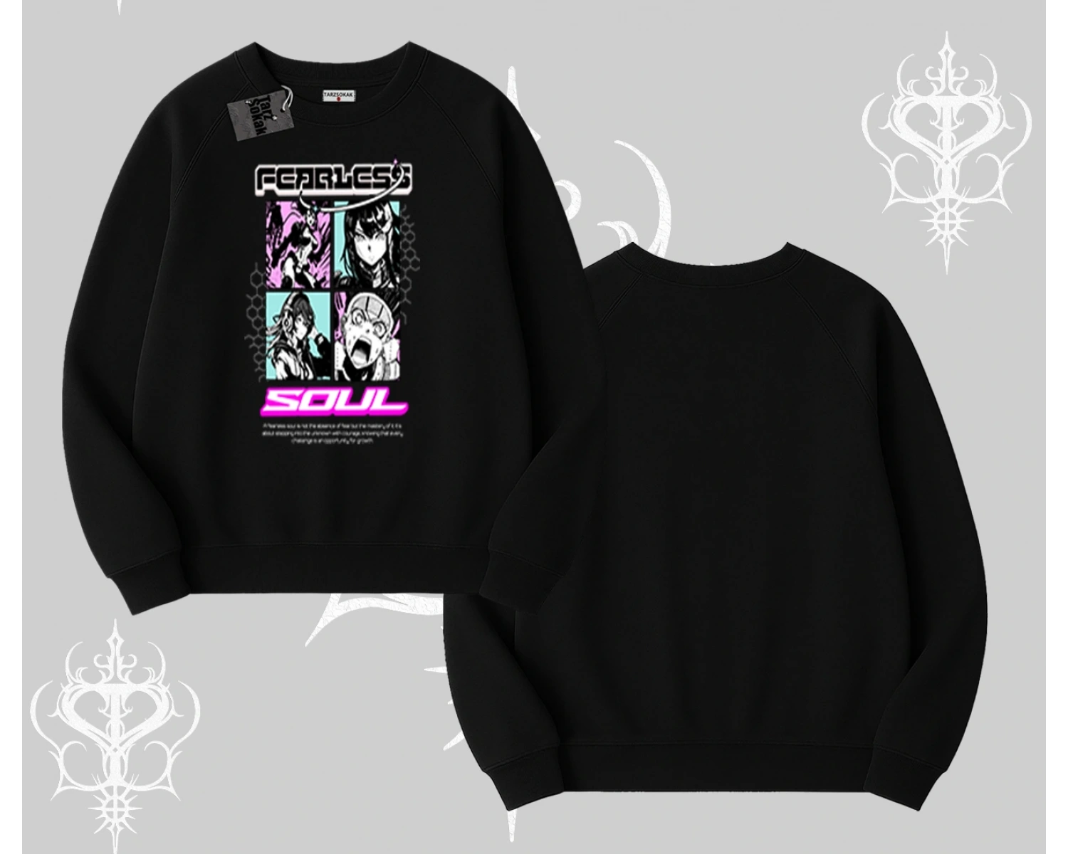 Biskilet Sweatshirt Fearless Soul Anime Kolaj Baskılı