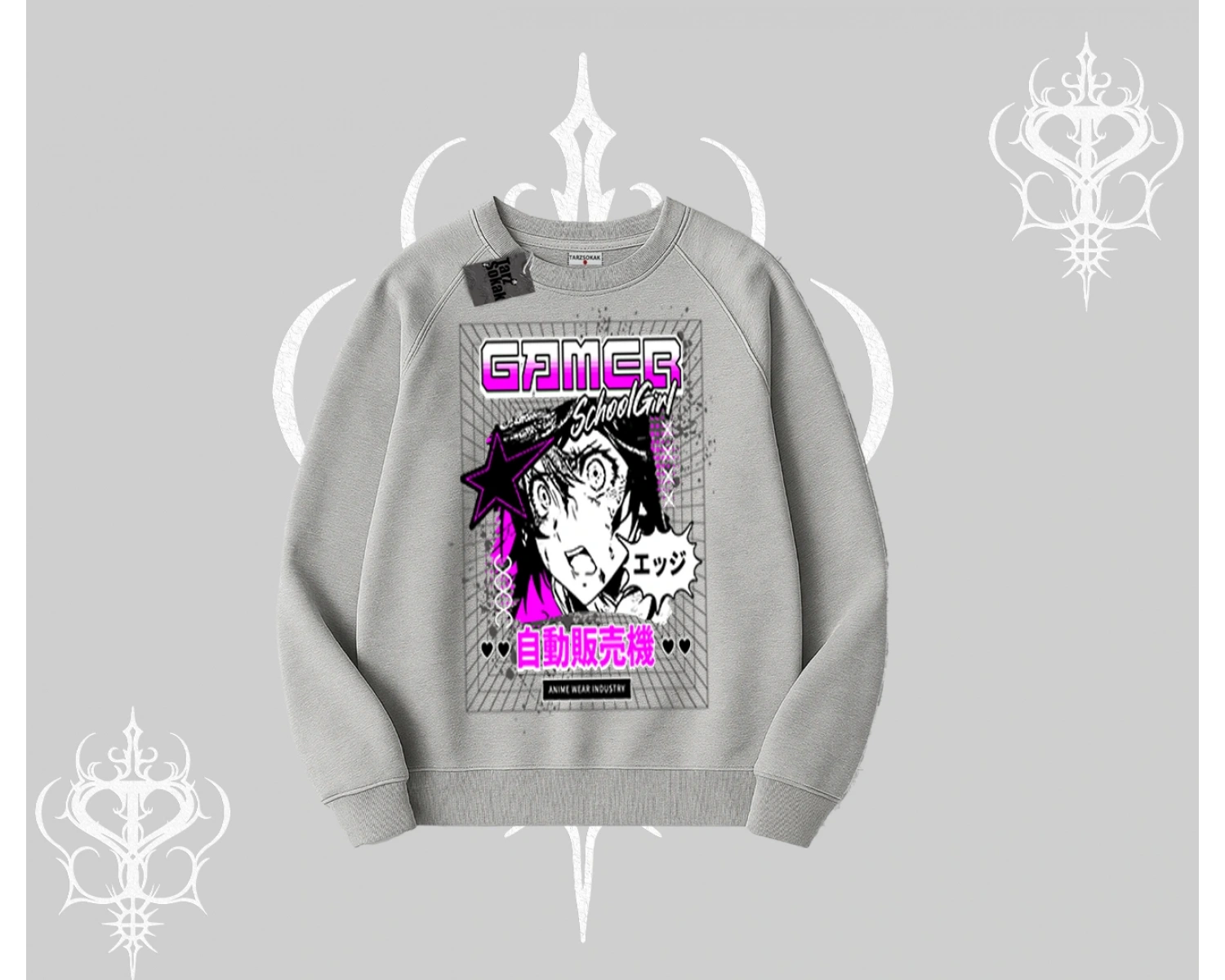 Biskilet Sweatshirt Games Schoolgirl Anime Baskılı