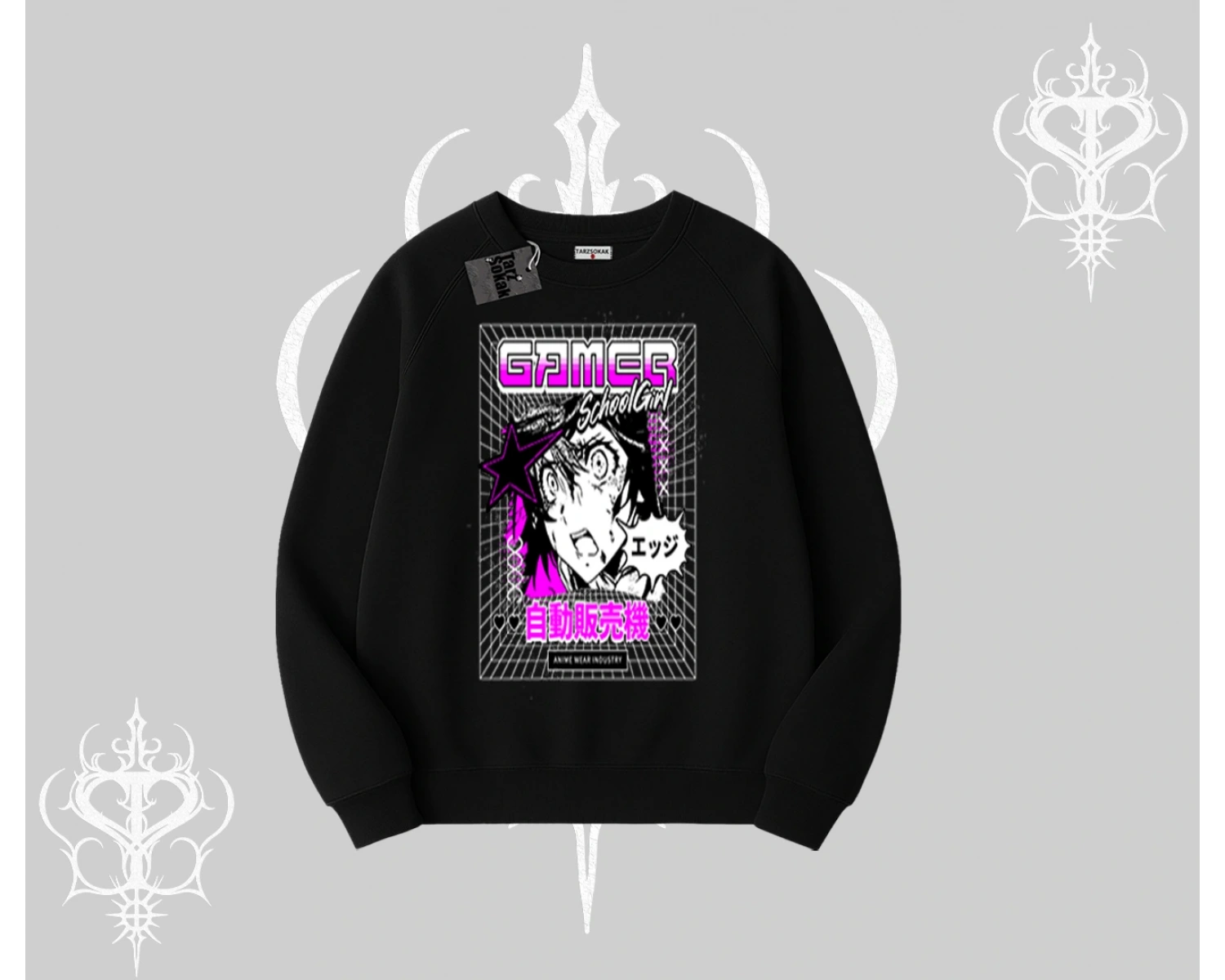 Biskilet Sweatshirt Games Schoolgirl Anime Baskılı