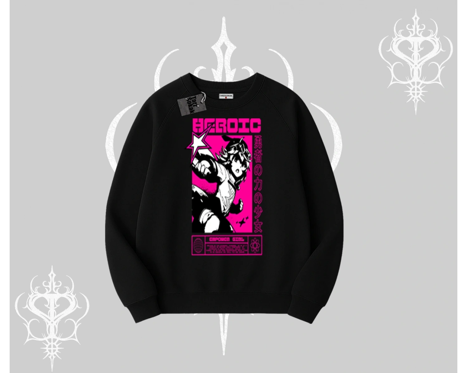 Biskilet Sweatshirt Heroic Anime Girl Japon Stil Grafik Baskılı