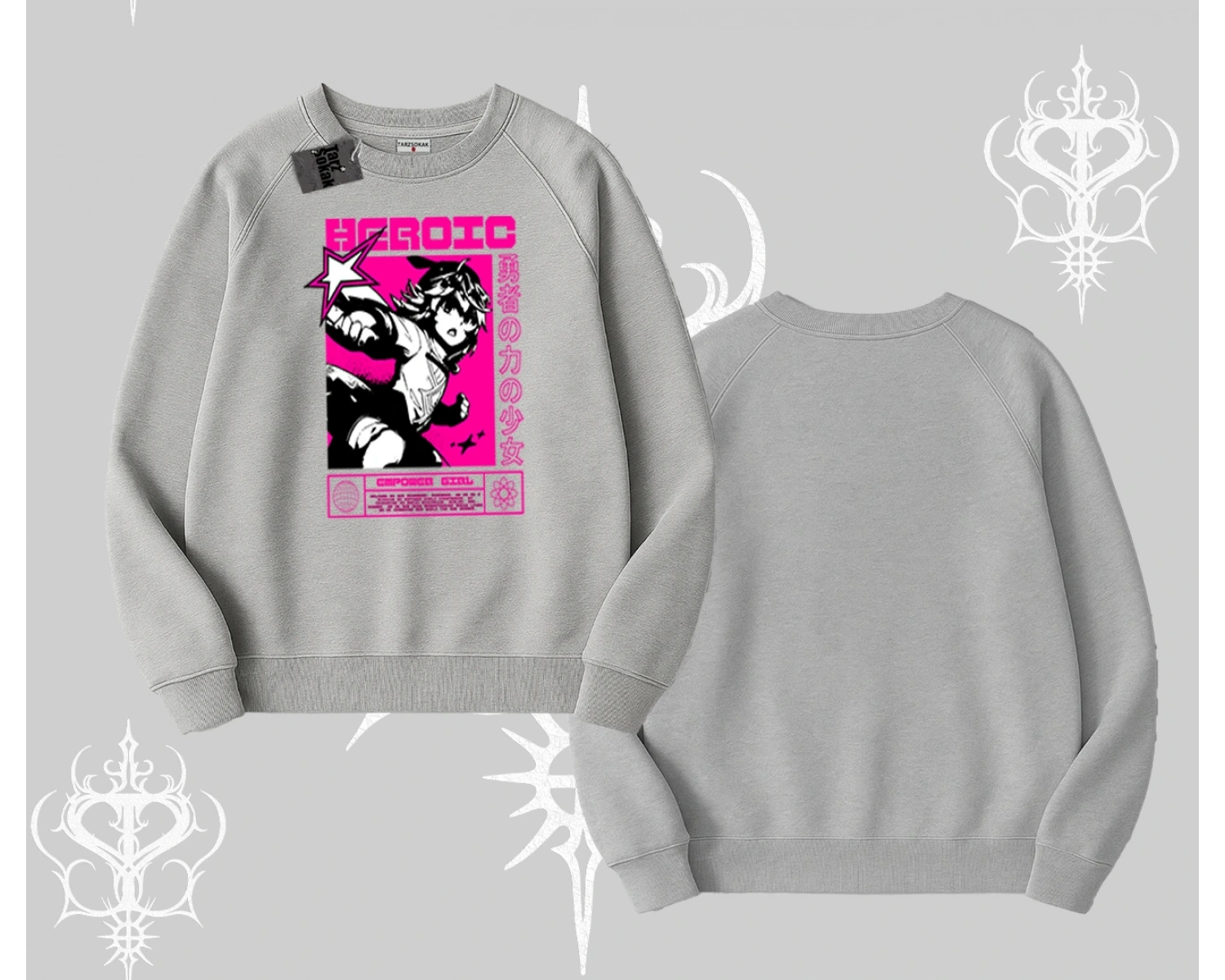 Biskilet Sweatshirt Heroic Anime Girl Japon Stil Grafik Baskılı