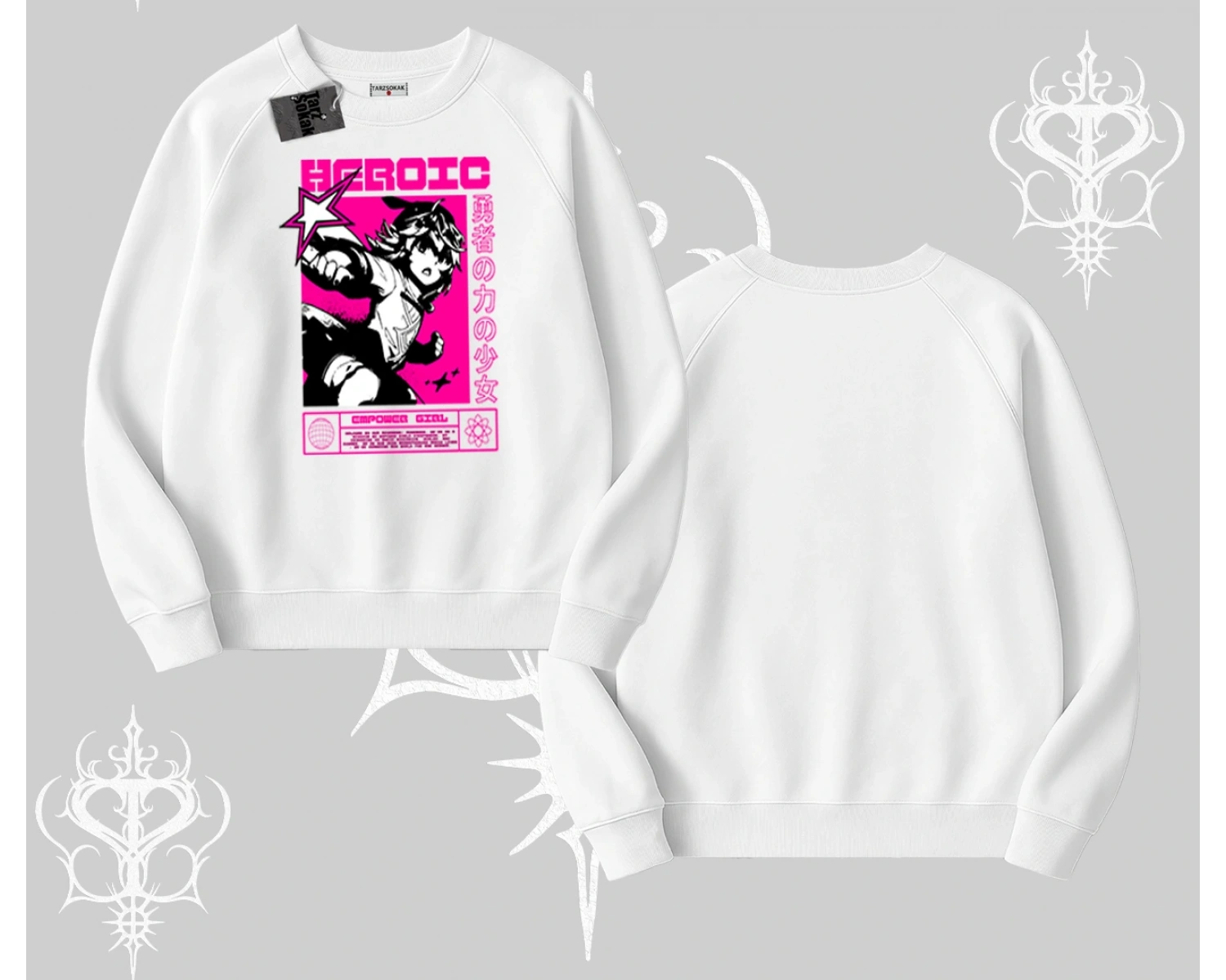 Biskilet Sweatshirt Heroic Anime Girl Japon Stil Grafik Baskılı