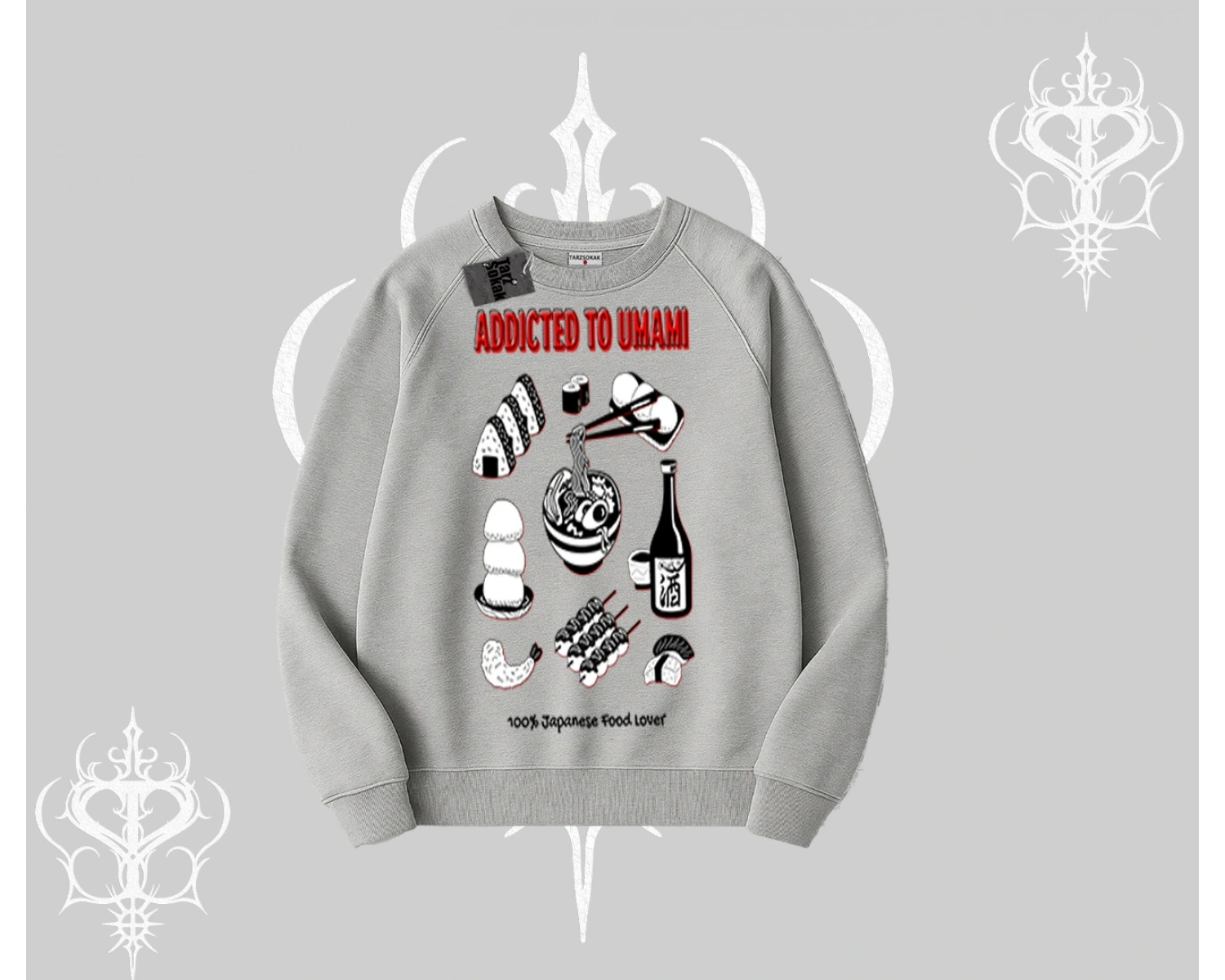 Biskilet Sweatshirt Japon Mutfağı Umami Temalı Baskılı