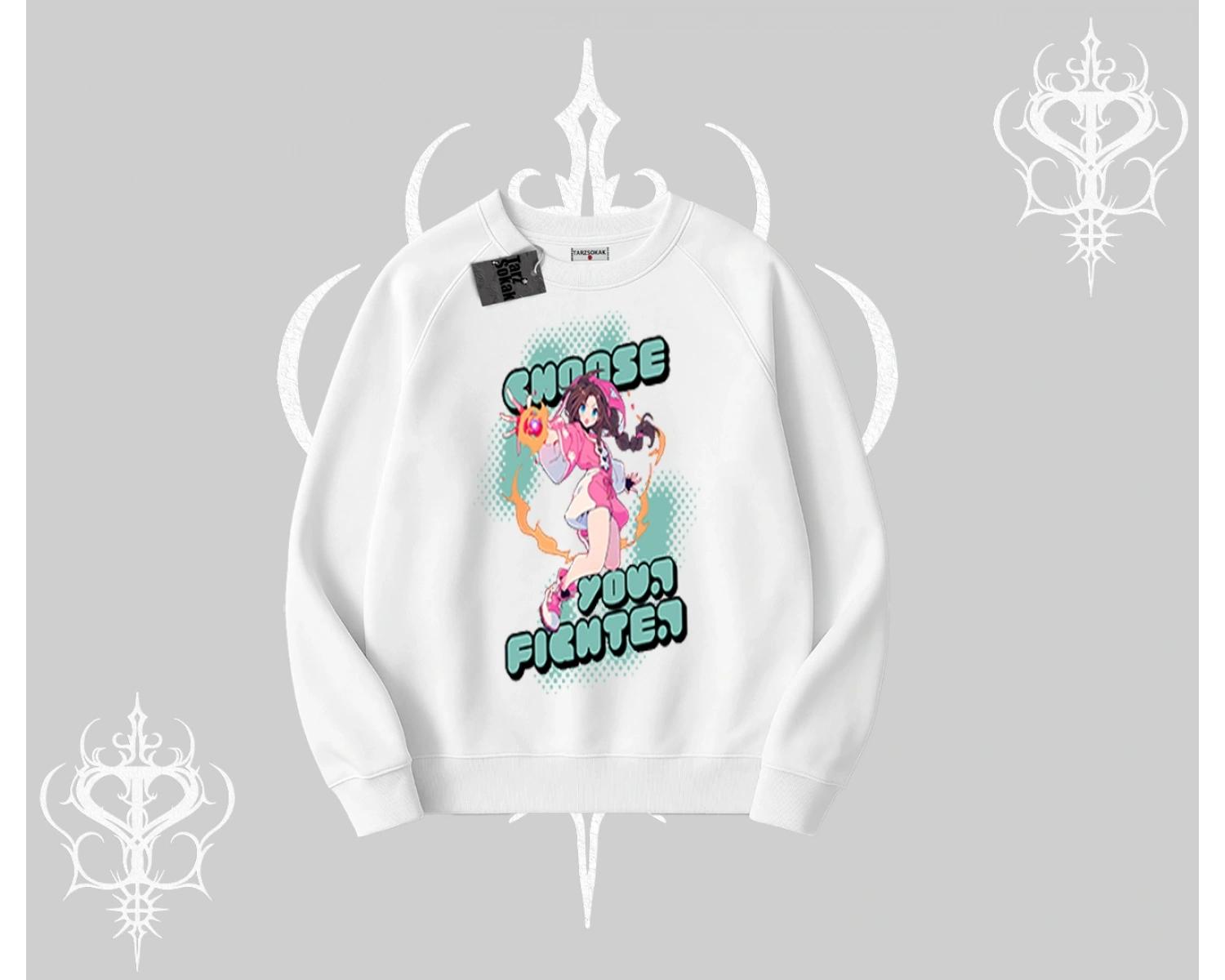 Biskilet Sweatshirt Oversize  Anime Kız Desenli Japon Stil