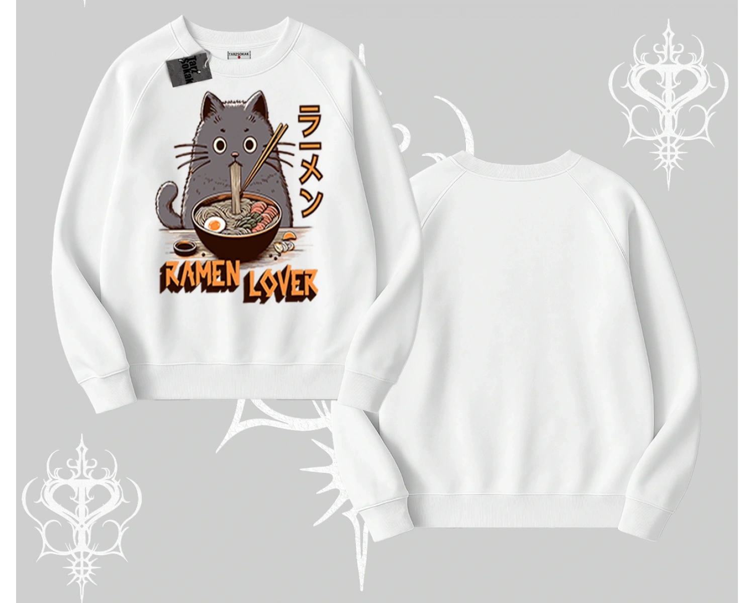 Biskilet Sweatshirt Ramen Lover Kedi Anime Baskılı