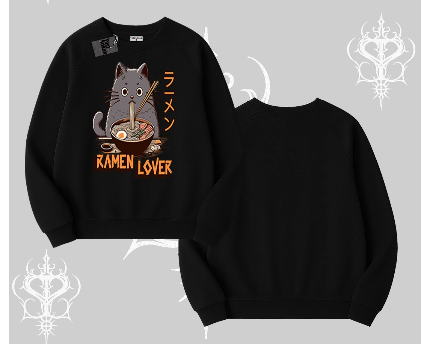 Biskilet Sweatshirt Ramen Lover Kedi Anime Baskılı