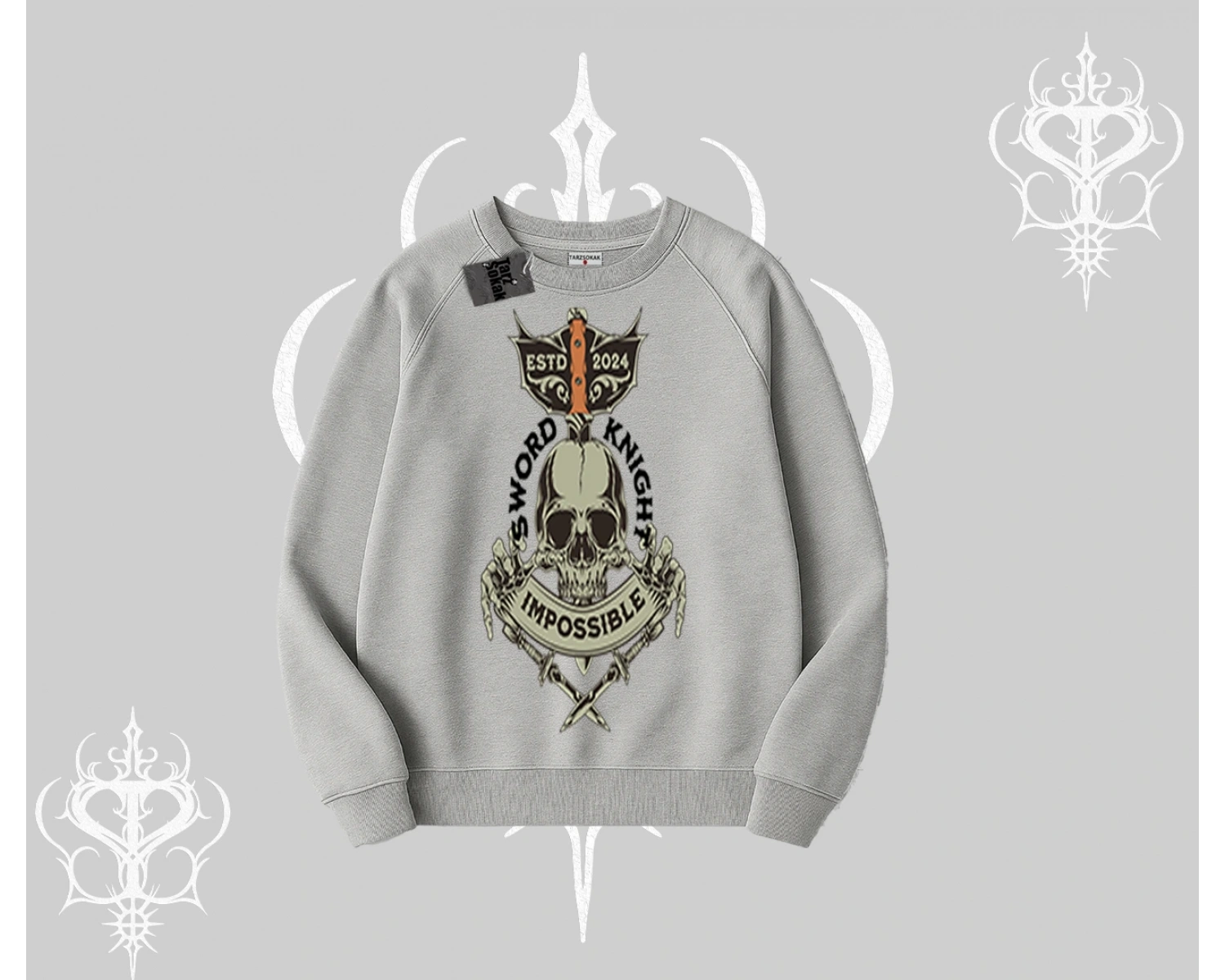 Biskilet Sweatshirt Sword Knight Skull Impossible Street Creed