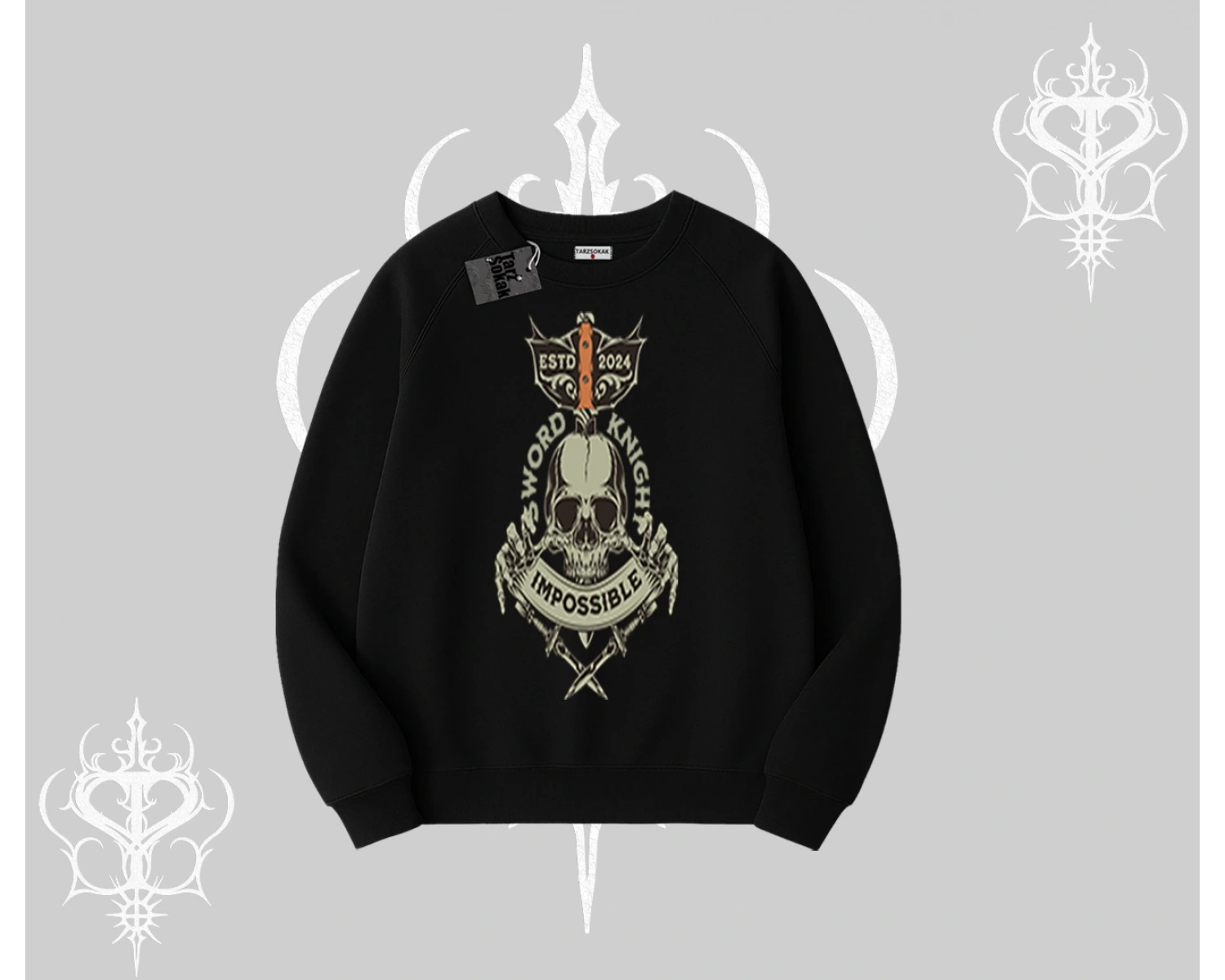 Biskilet Sweatshirt Sword Knight Skull Impossible Street Creed