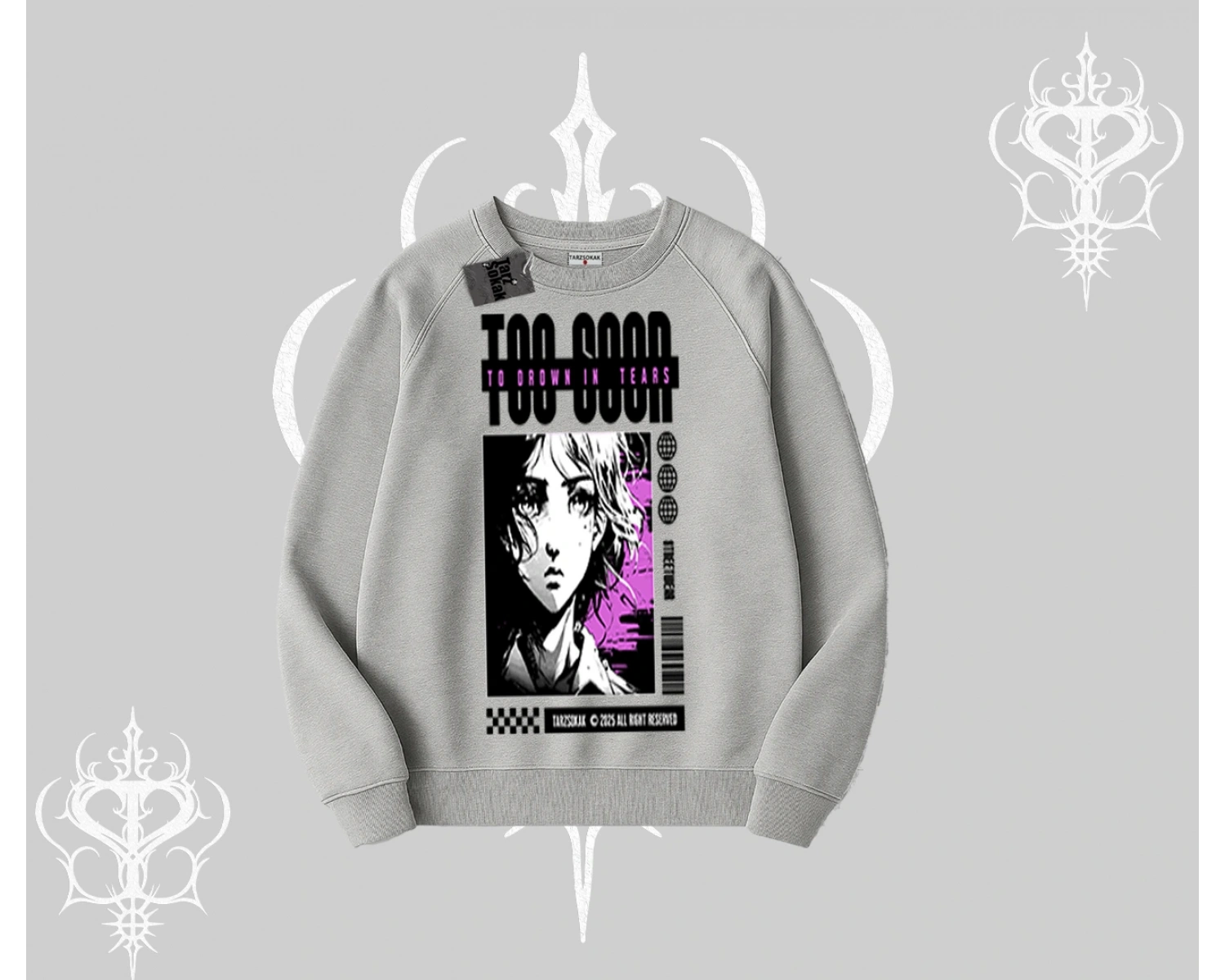 Biskilet Sweatshirt Too Good Anime Girl Grafik Baskılı