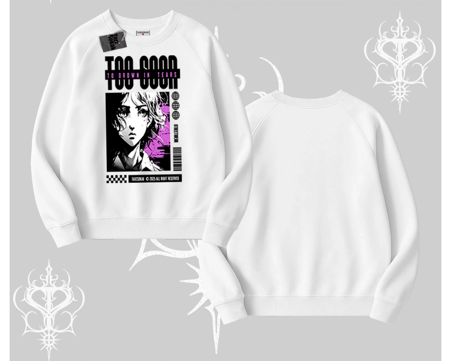 Biskilet Sweatshirt Too Good Anime Girl Grafik Baskılı