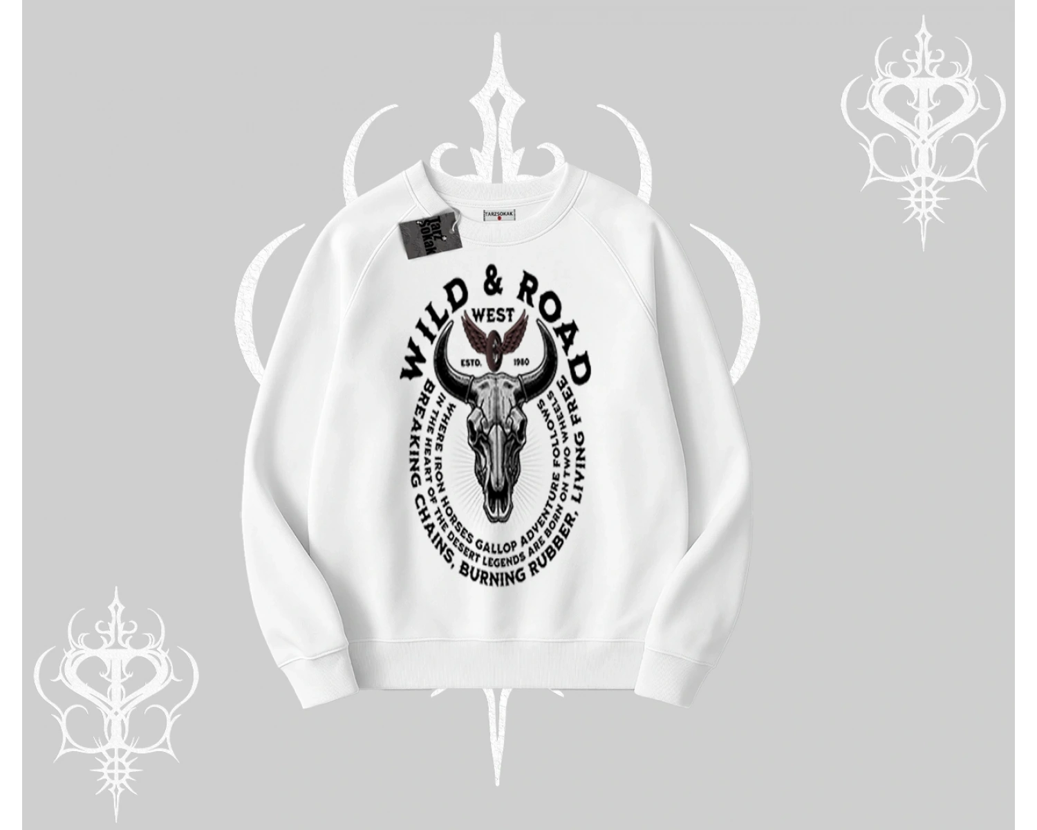 Biskilet Sweatshirt Wild & Road Western Skull Biker Street Culture