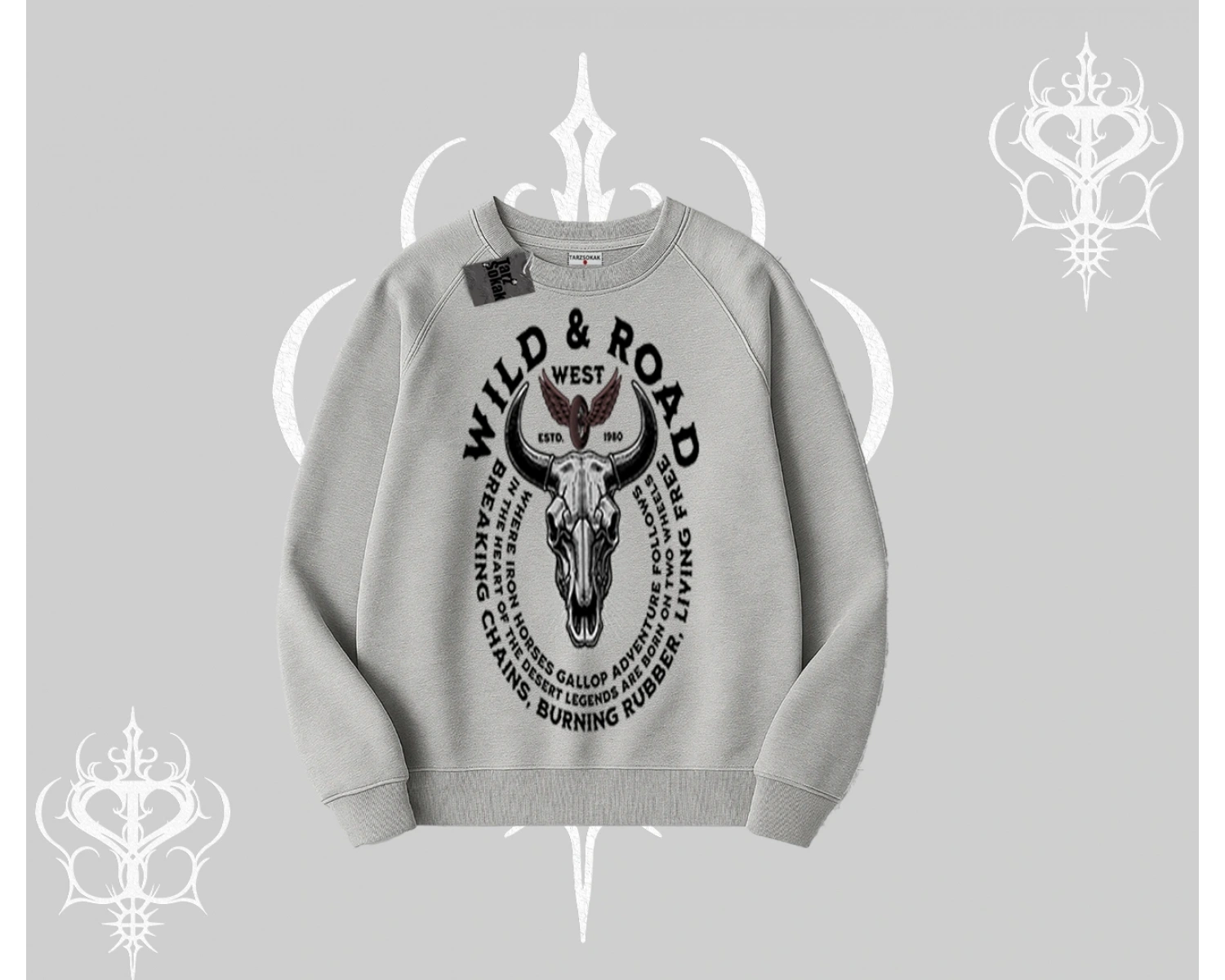Biskilet Sweatshirt Wild & Road Western Skull Biker Street Culture