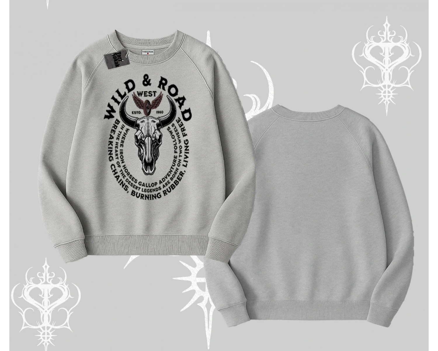 Biskilet Sweatshirt Wild & Road Western Skull Biker Street Culture