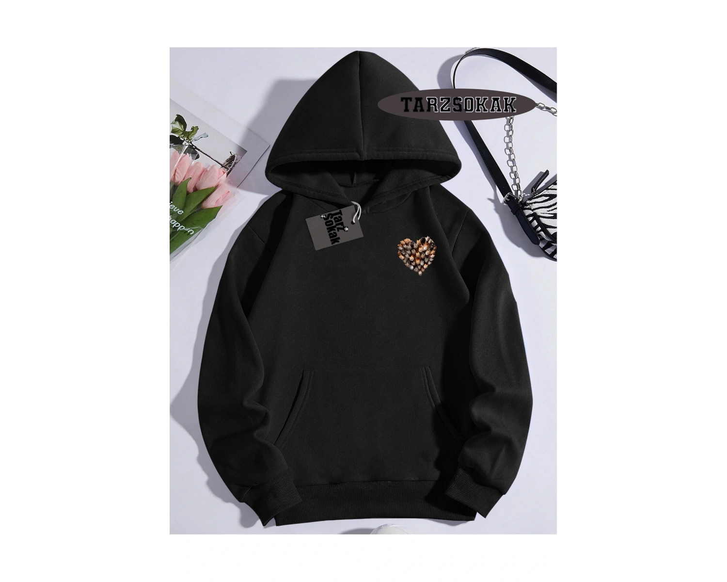 Biskilet Yaka Sweatshirt Beyaz EL GATO Özel Tasarım