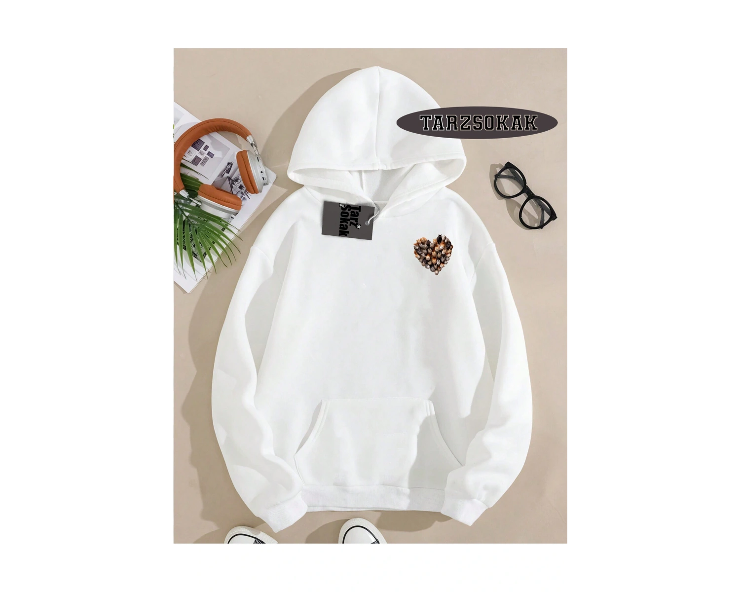 Biskilet Yaka Sweatshirt Beyaz EL GATO Özel Tasarım