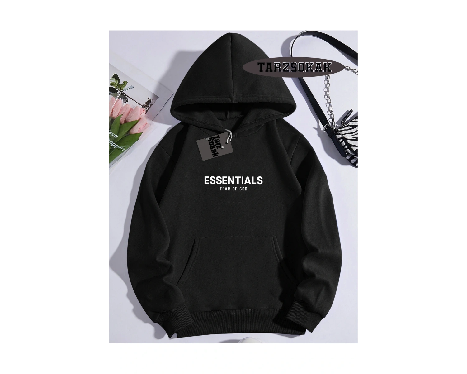 Biskilet Yaka Sweatshirt Beyaz M HARFİ İSME Özel Tasarım