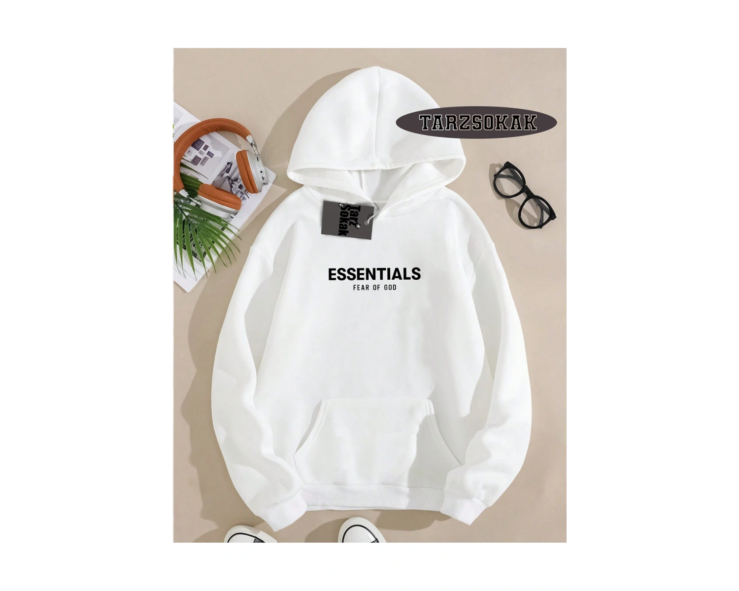 Biskilet Yaka Sweatshirt Beyaz M HARFİ İSME Özel Tasarım