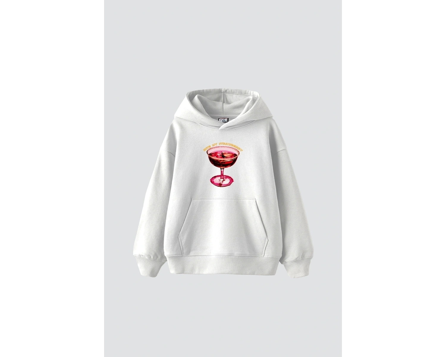 Bite My Strawberry Baskılı Oversize Unisex Premium Beyaz