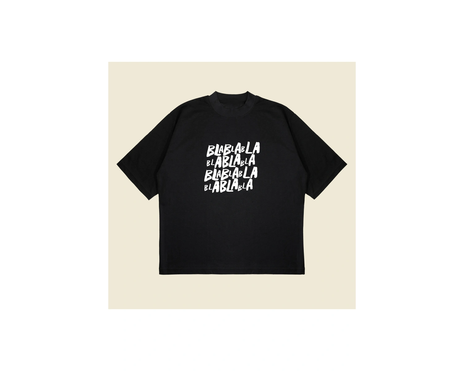 Blablabla Baskılı Oversize Unisex Pamuklu Nefes Alan Kalın Kumaşlı