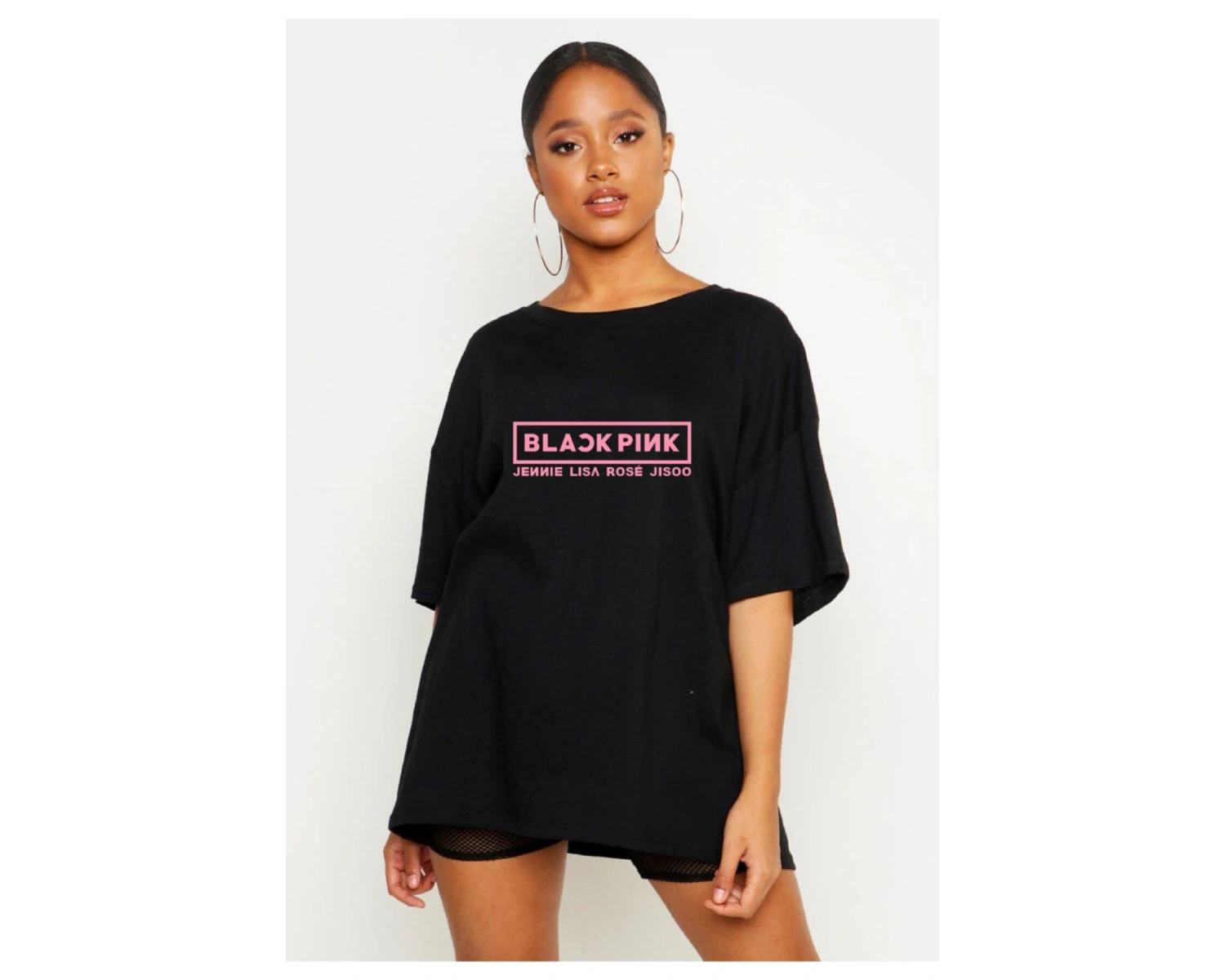 Black Pink Oversize Tişört